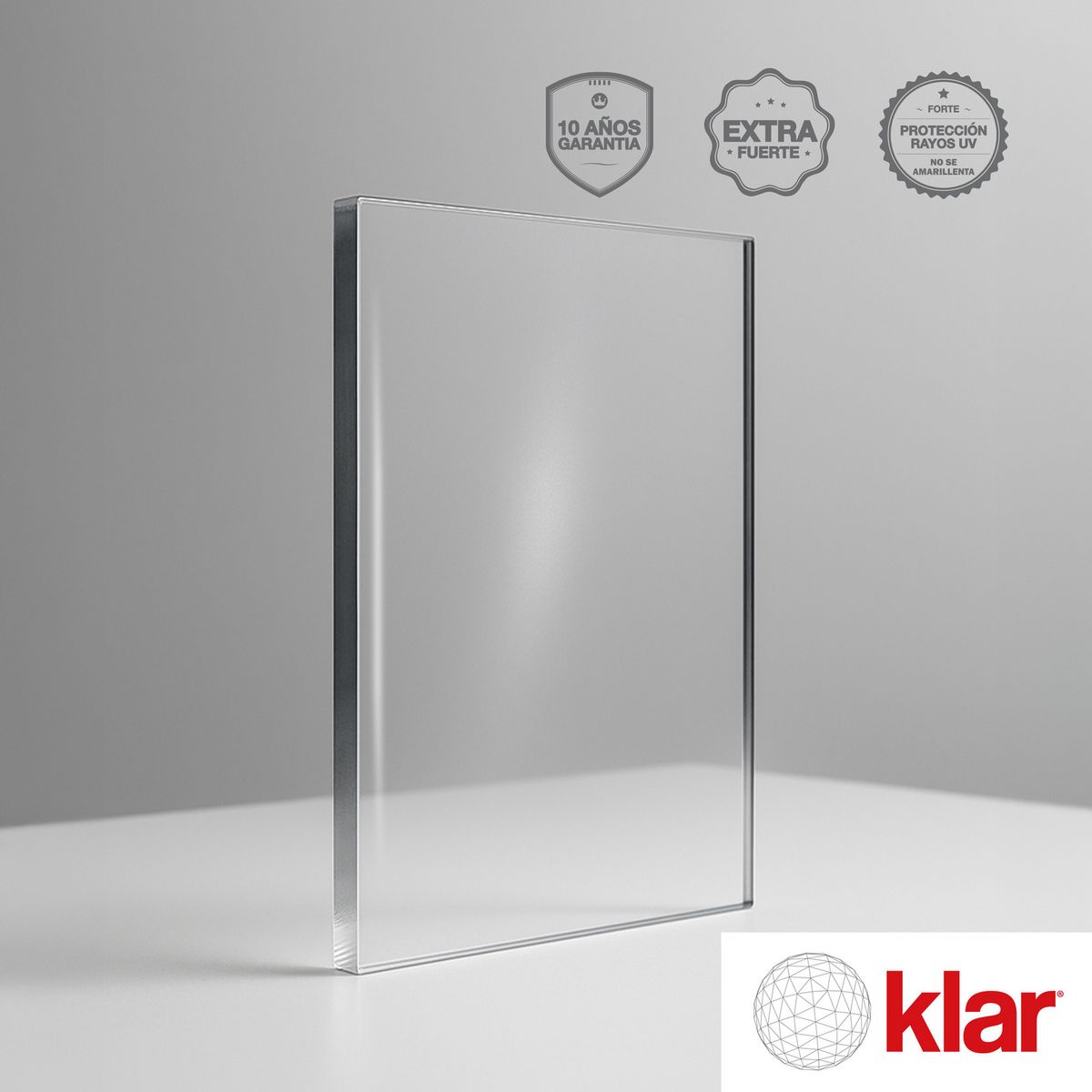 KLAR - Plancha de Policarbonato Solido KLAR 6 mm 2.05 m x 3.05 m TRANSPARENTE