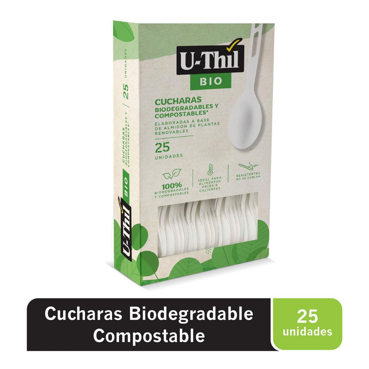 U THIL - Cucharas Bio Degradables 25 Unidades
