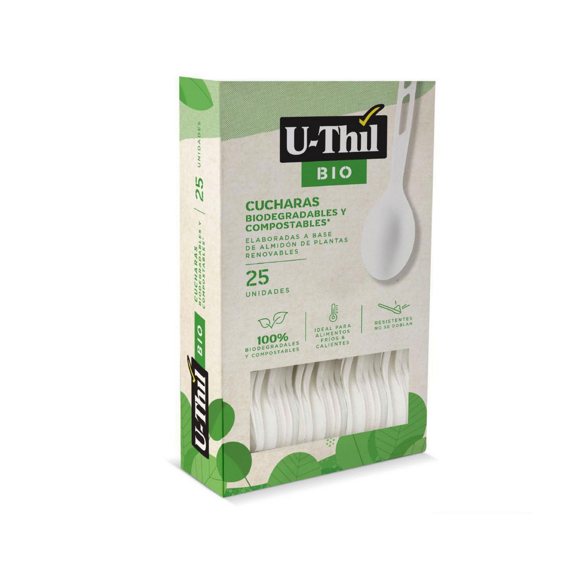 U THIL - Cucharas Bio Degradables 25 Unidades