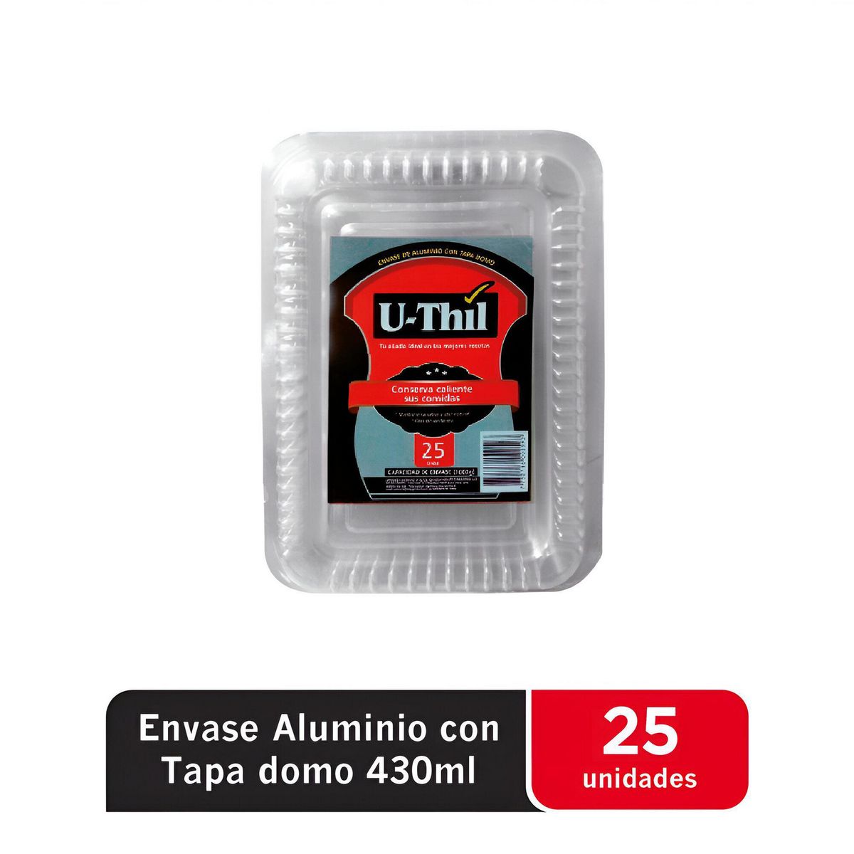 U THIL - Envase de Aluminio con Tapa Domo 25 Unidades
