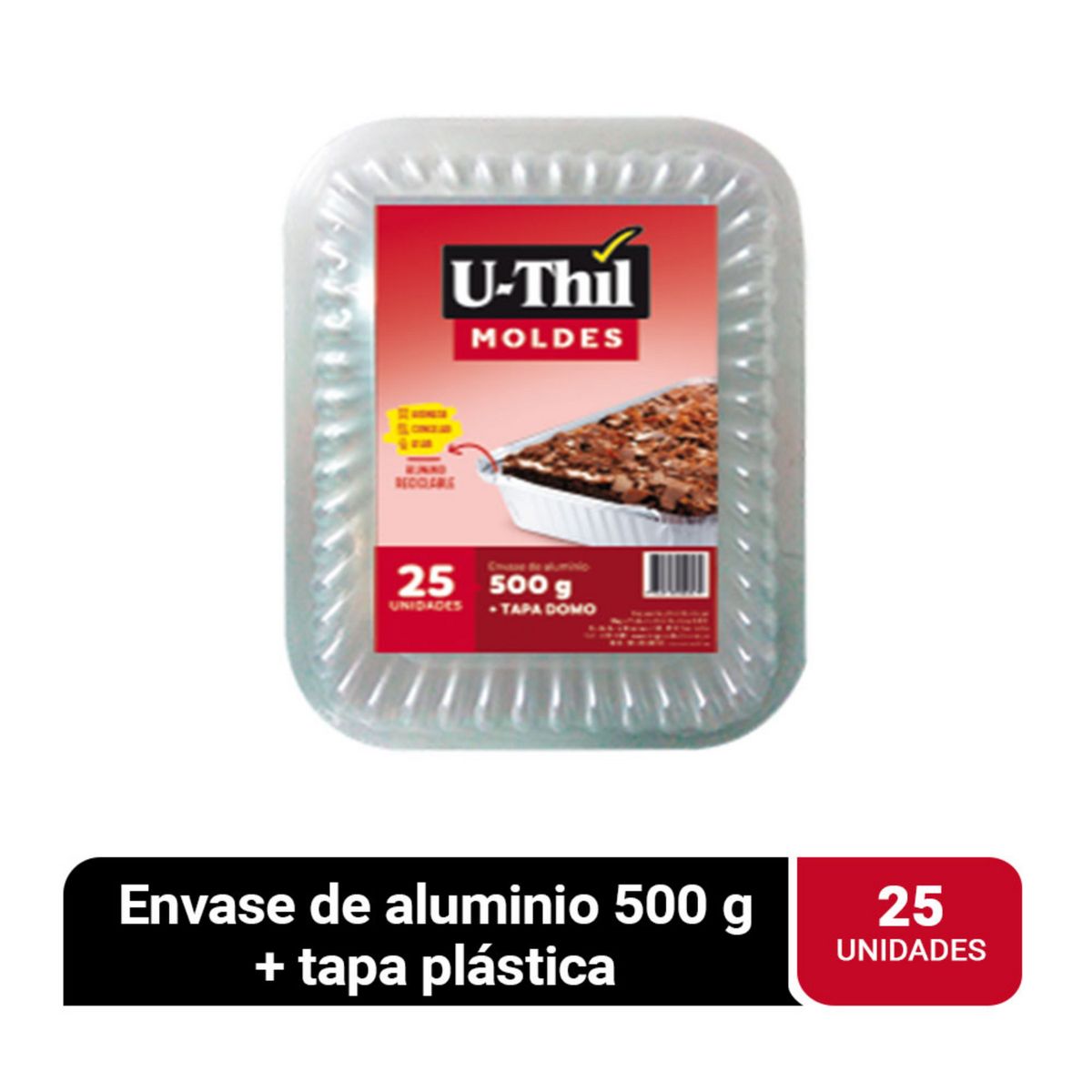 U THIL - Envase de Aluminio con Tapa Domo 25 Unidades