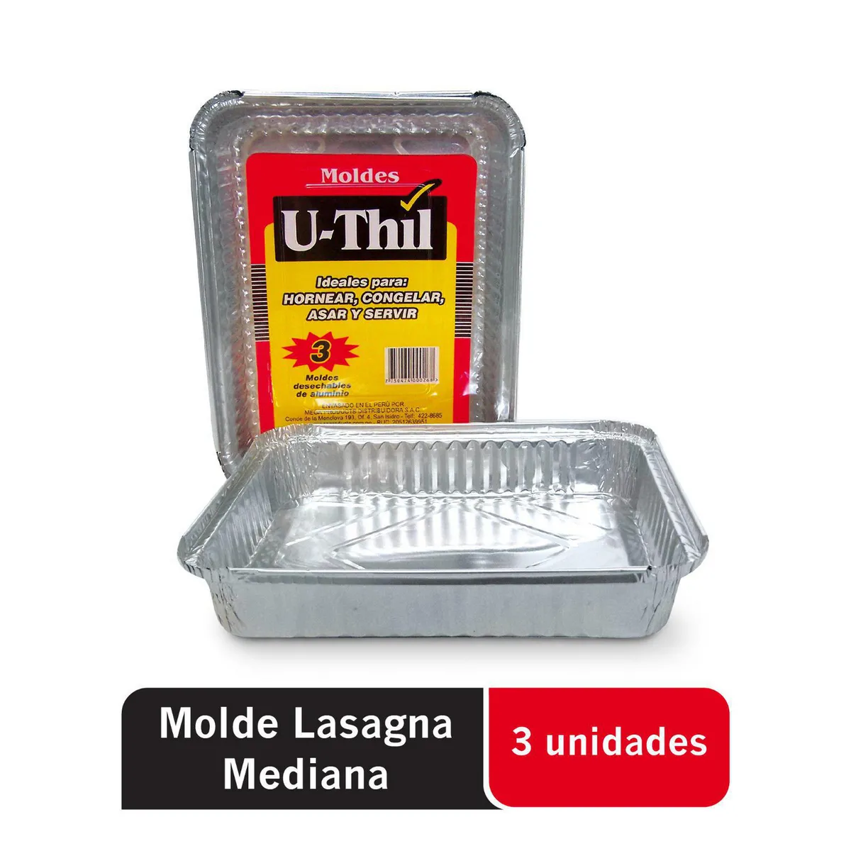 U THIL - Molde de Lasagna Mediana 3 Unidades