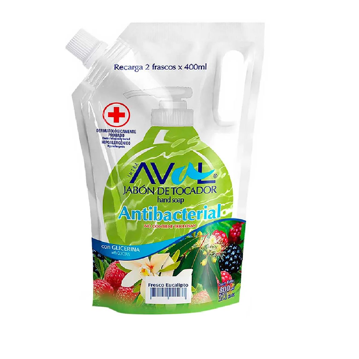 AVAL - Jabón Liquido Antibacterial Eucalipto Aval 800Ml