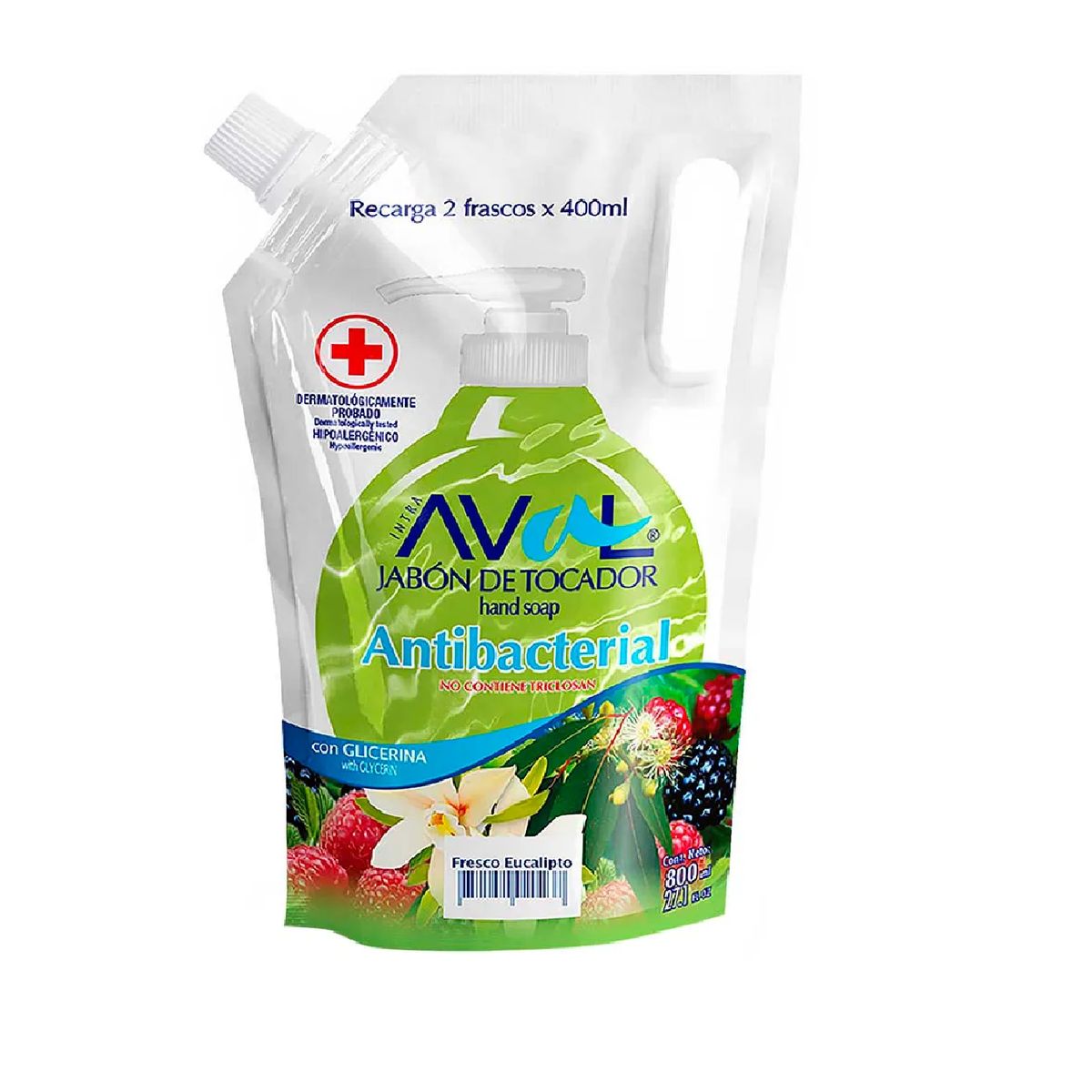AVAL - Jabón Liquido Antibacterial Eucalipto Aval 800Ml