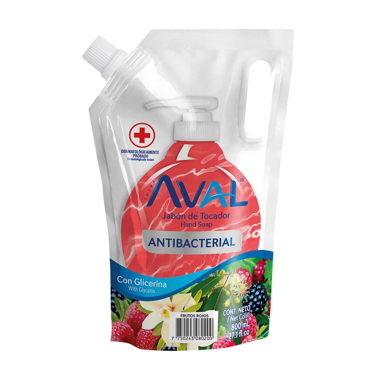AVAL - Jabón Líquido Antibacterial Frutado Aval 800Ml
