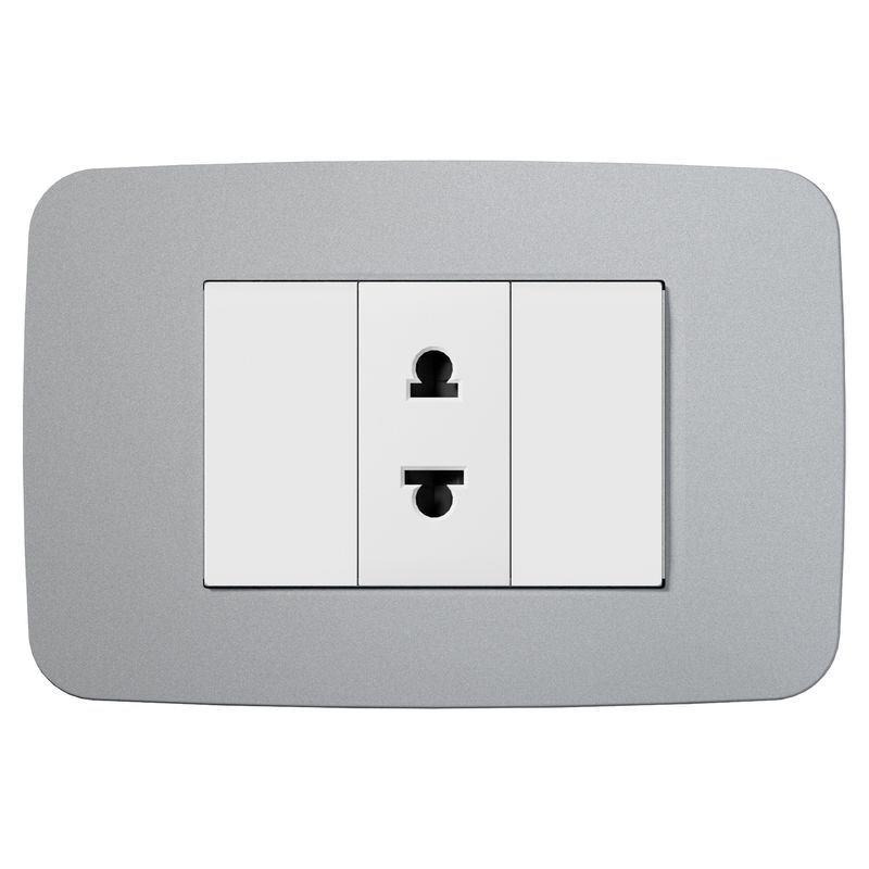 ABB - Tomacorriente Simple 1M Euroamericano Plata Origen Abb