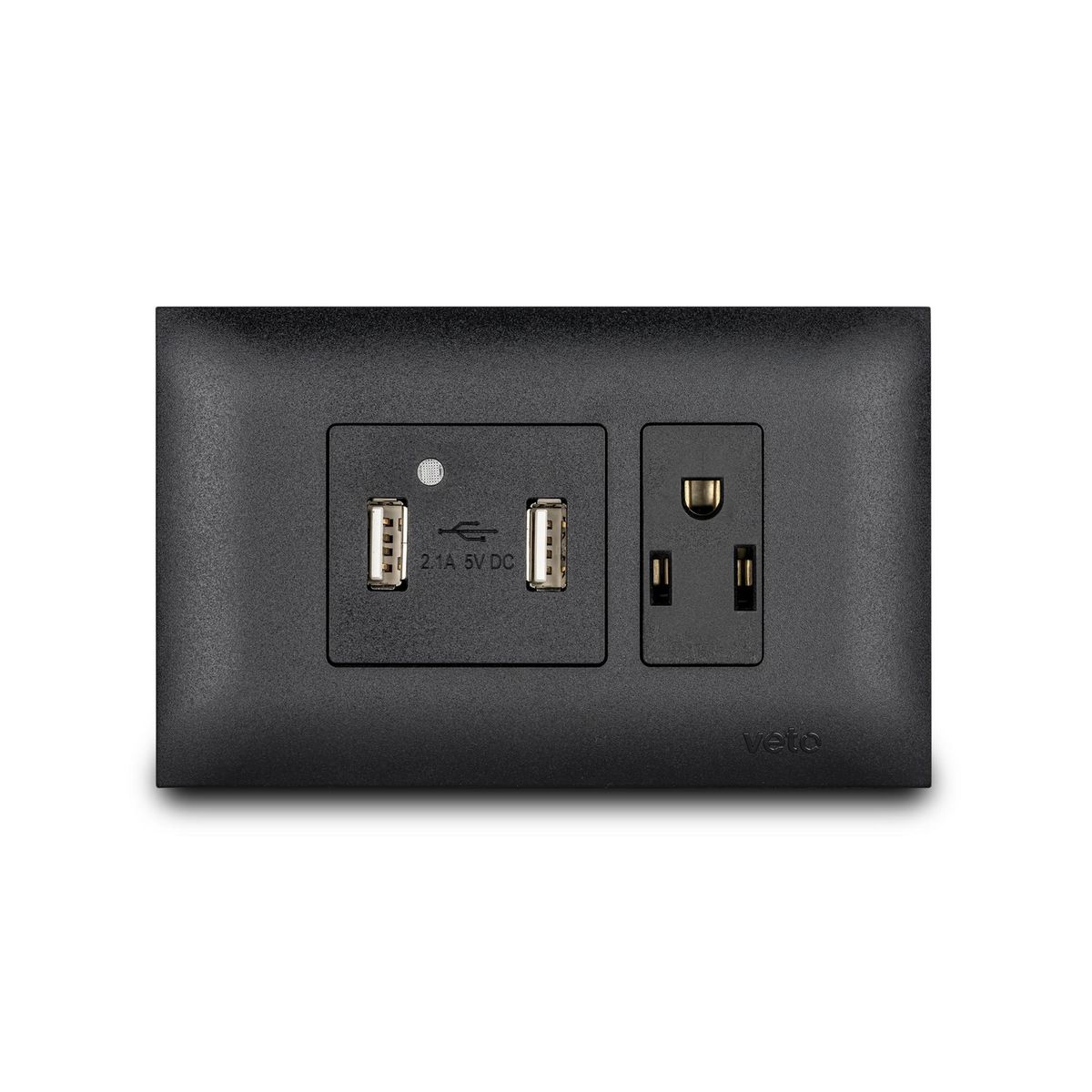 VETO - Mixto Usb Doble + Toma Polariz Negro Viv19437