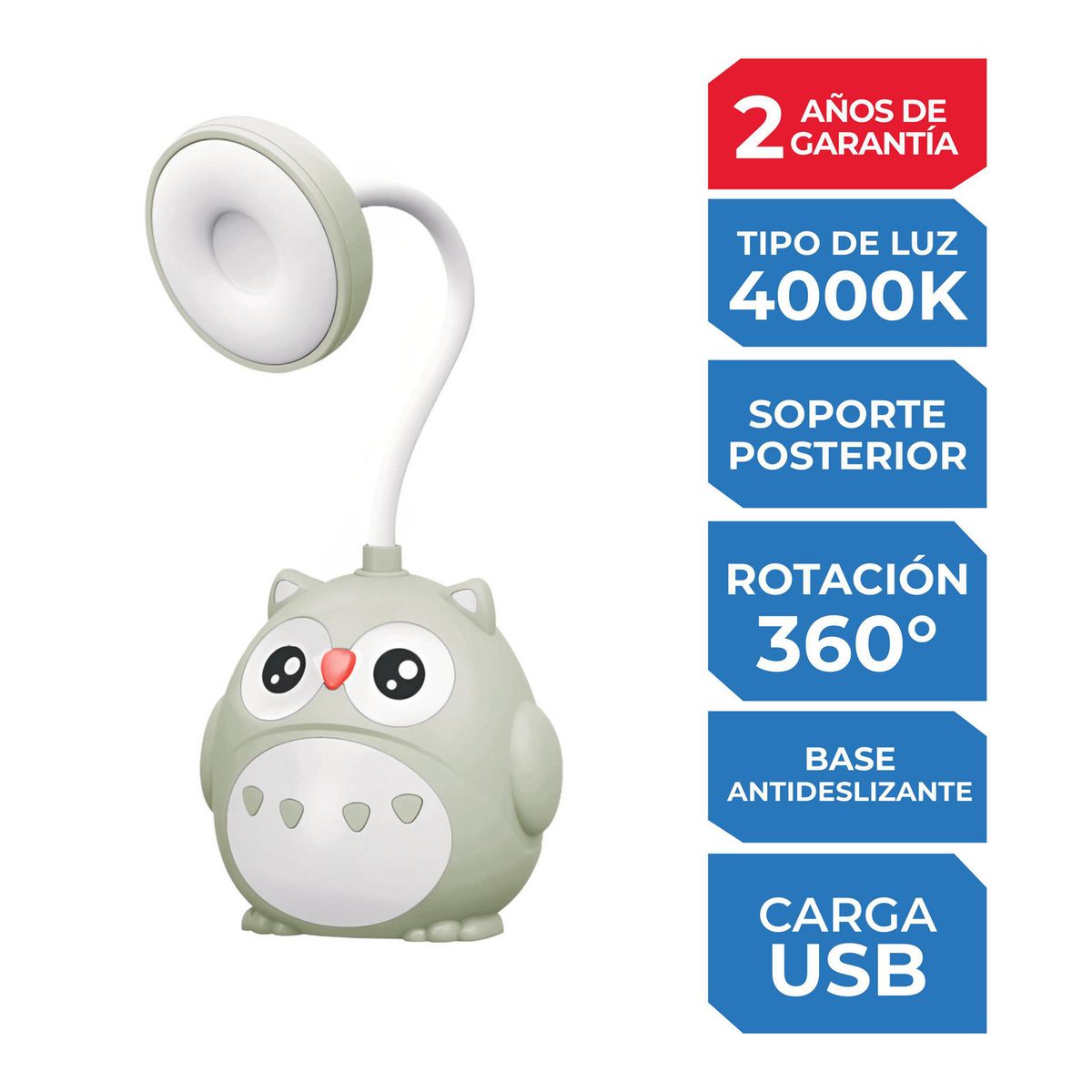  - Lámpara de Escritorio Búho Gris