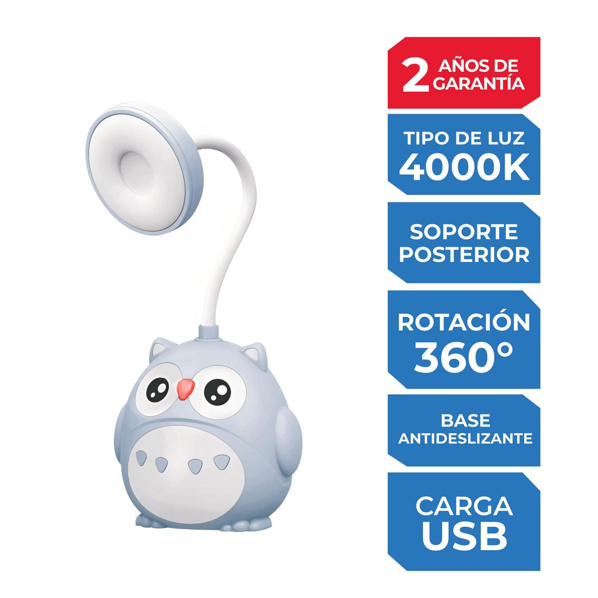  - Lámpara de Escritorio Búho Celeste