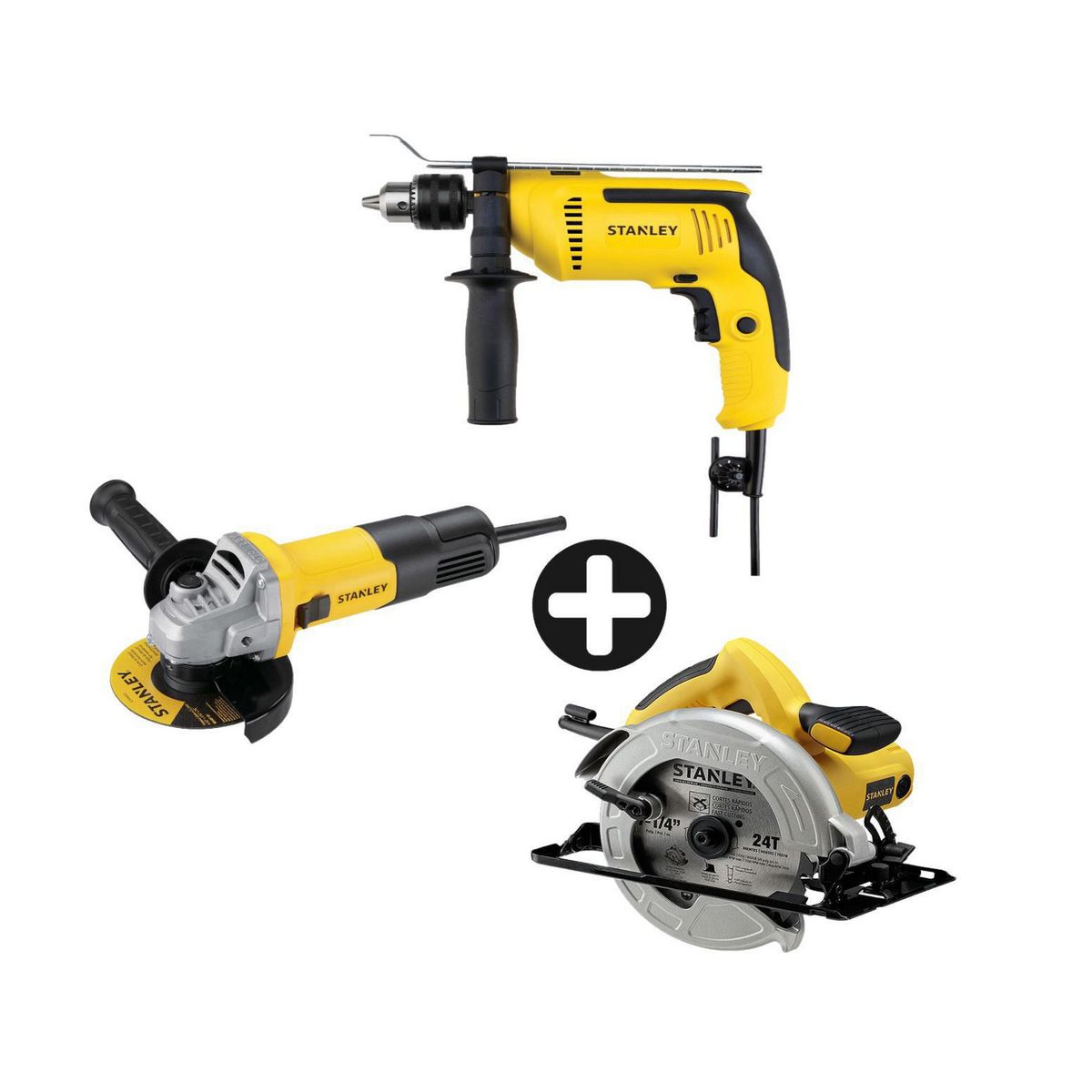 STANLEY - Taladro Percutor Stanley + Amoladora Stanley + Sierra Circular Stanley
