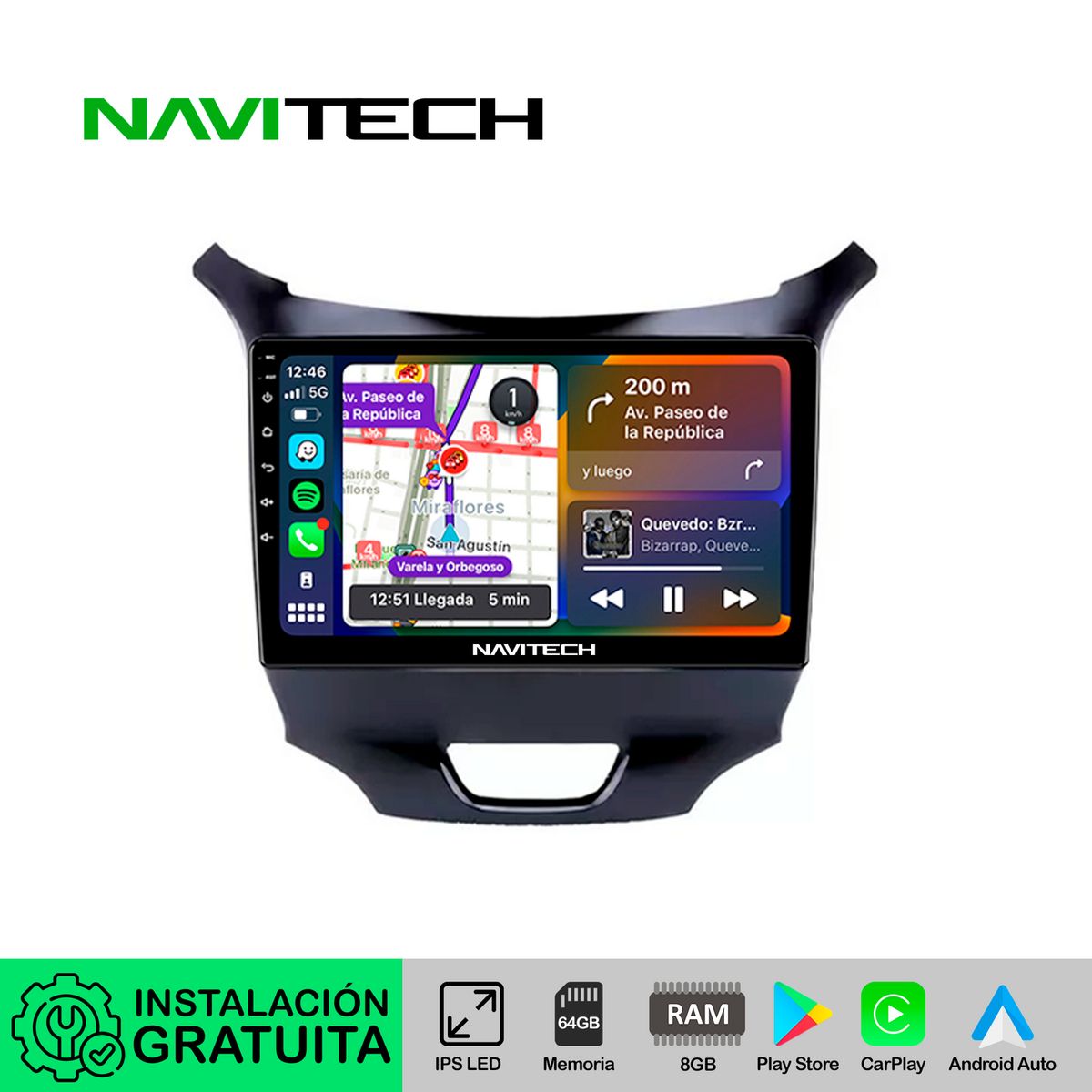 NAVITECH - Autoradio Carplay & Android Auto Chevrolet Cruze 2018 - 2019