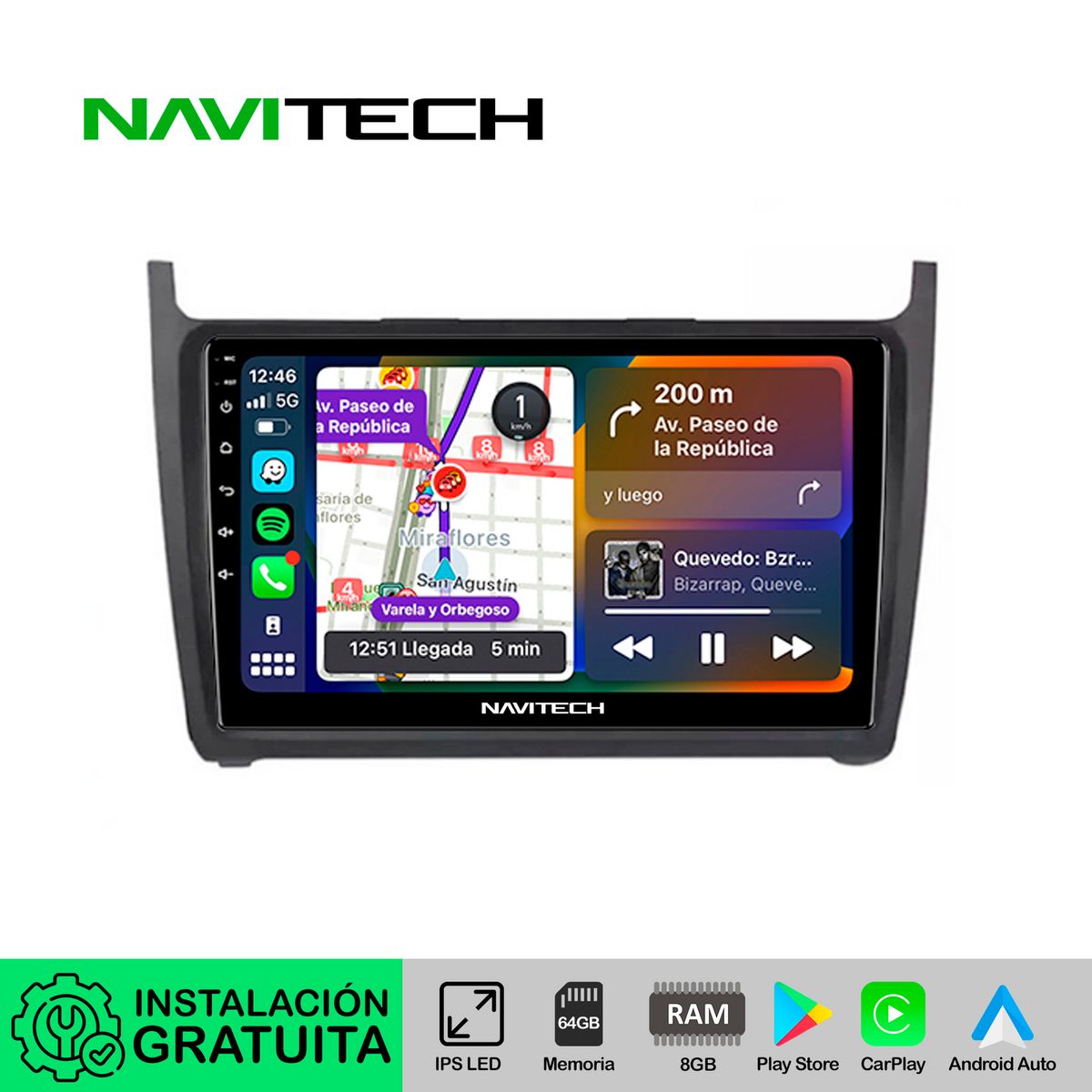 NAVITECH - Autoradio Navitech CarPlay & Android Auto VW Polo 2008 - 2020 | Crossfox 2014 - 2017