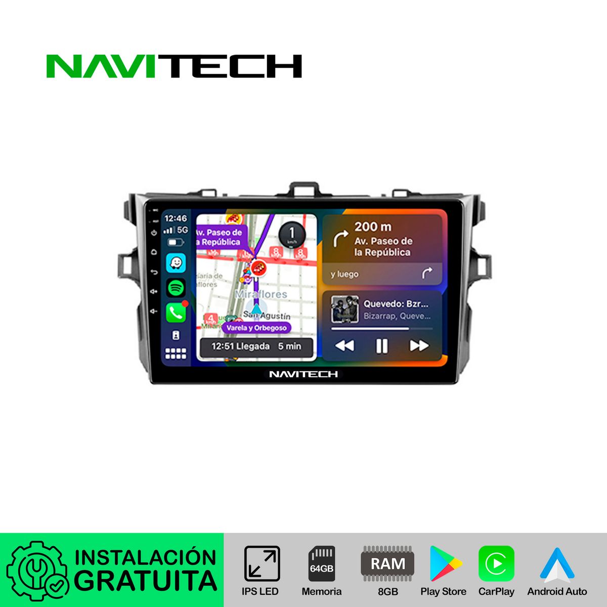 NAVITECH - Autoradio Navitech CarPlay & Android Auto Toyota Corolla 2006 – 2012