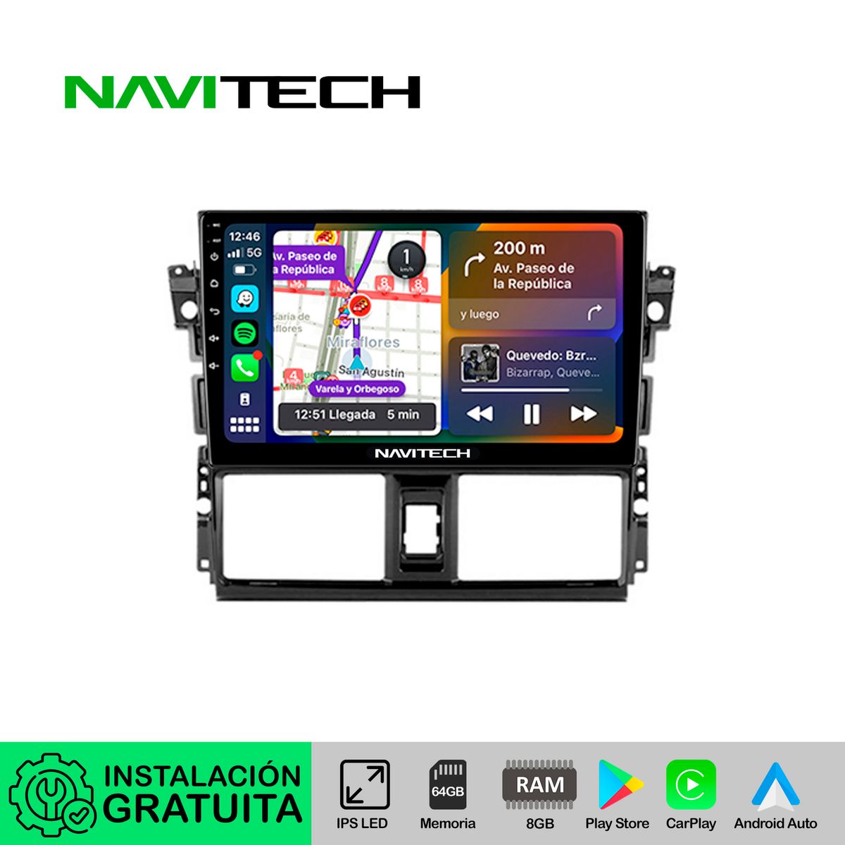 NAVITECH - Autoradio Navitech CarPlay & Android Auto Toyota Yaris 2013 – 2018