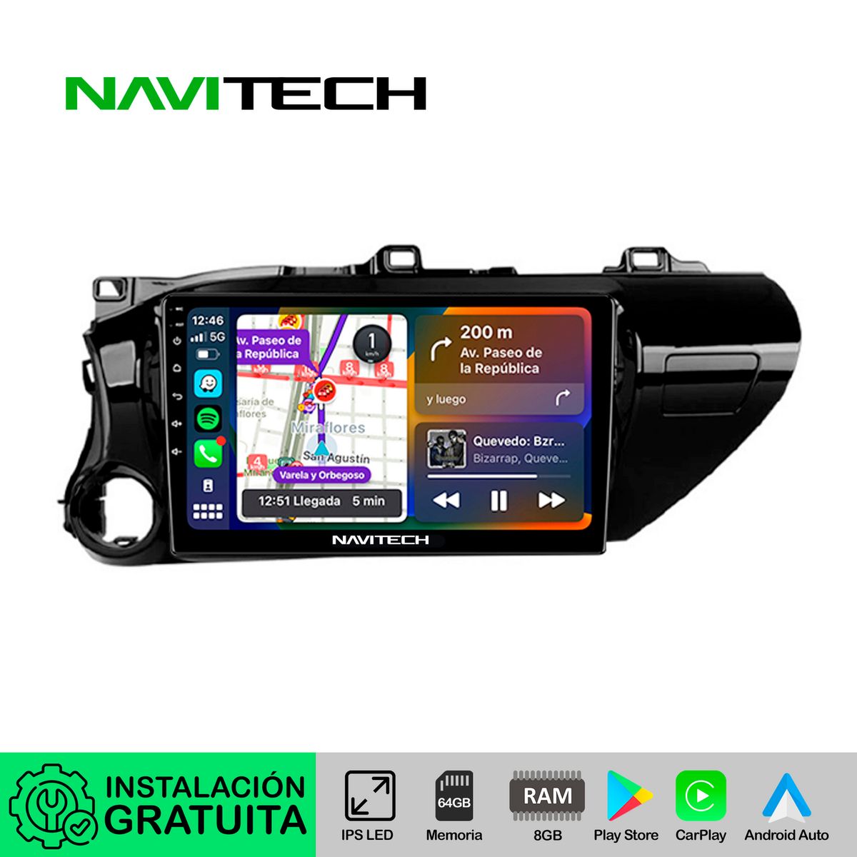 NAVITECH - Autoradio Navitech CarPlay & Android Auto Toyota Hilux Revo 2016 – 2023