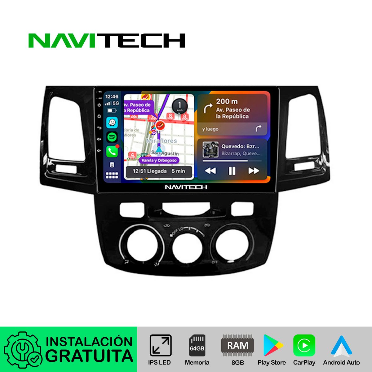 NAVITECH - Autoradio Navitech CarPlay & Android Auto Toyota Hilux 2006 – 2015