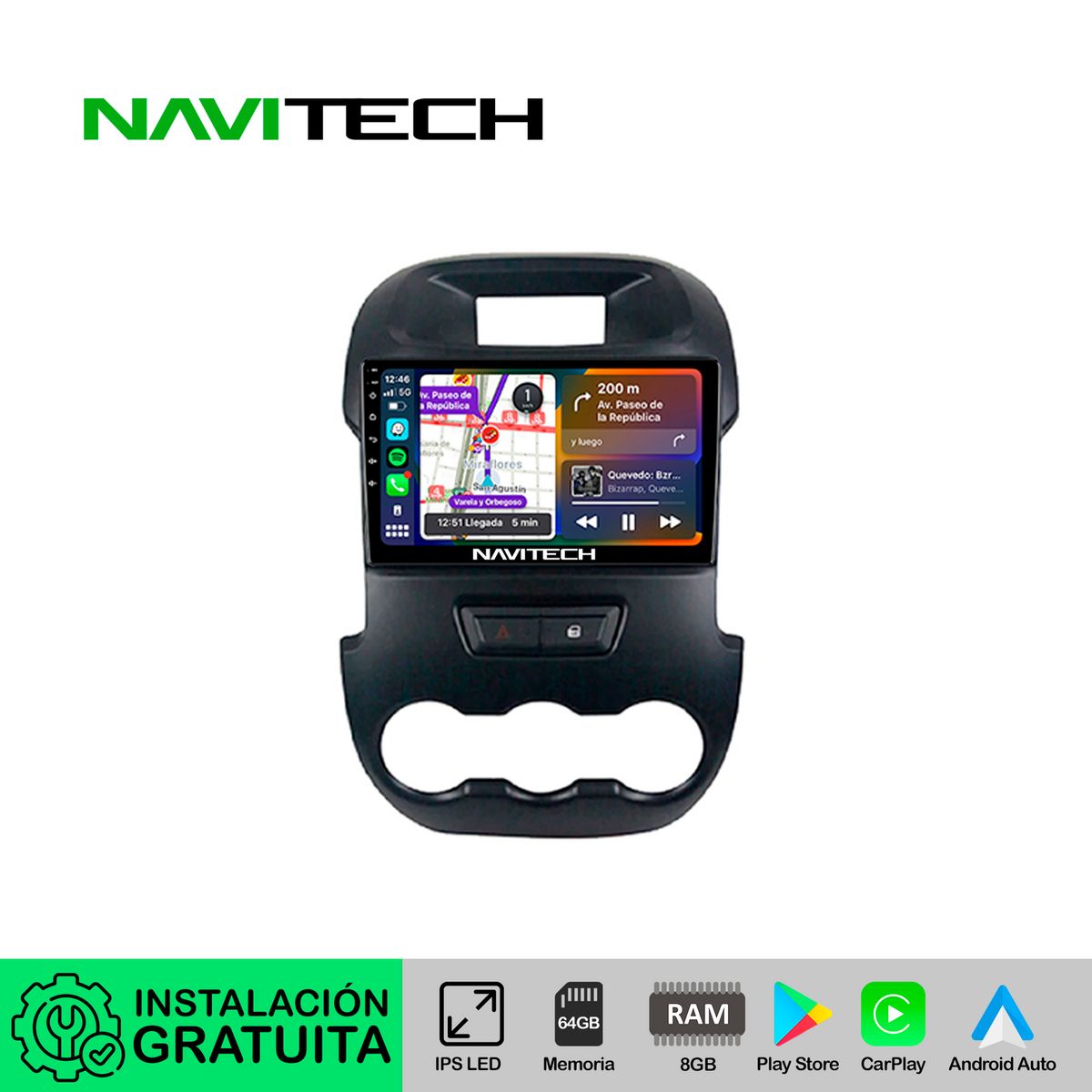 NAVITECH - Autoradio Navitech CarPlay & Android Auto Ford Ranger 2011 – 2014