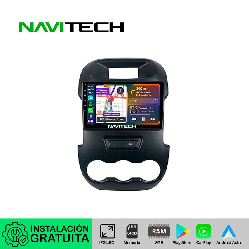 NAVITECH - Autoradio Carplay & Android Auto Ford Ranger 2011 ? 2014