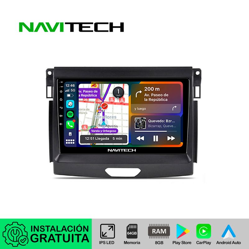 NAVITECH - Autoradio Carplay & Android Auto Ford Ranger 2015 ? 2022