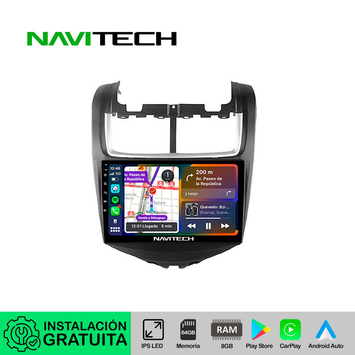 NAVITECH - Autoradio Navitech CarPlay & Android Auto Chevrolet Sonic 2013 – 2018 | Aveo 2011 – 2015