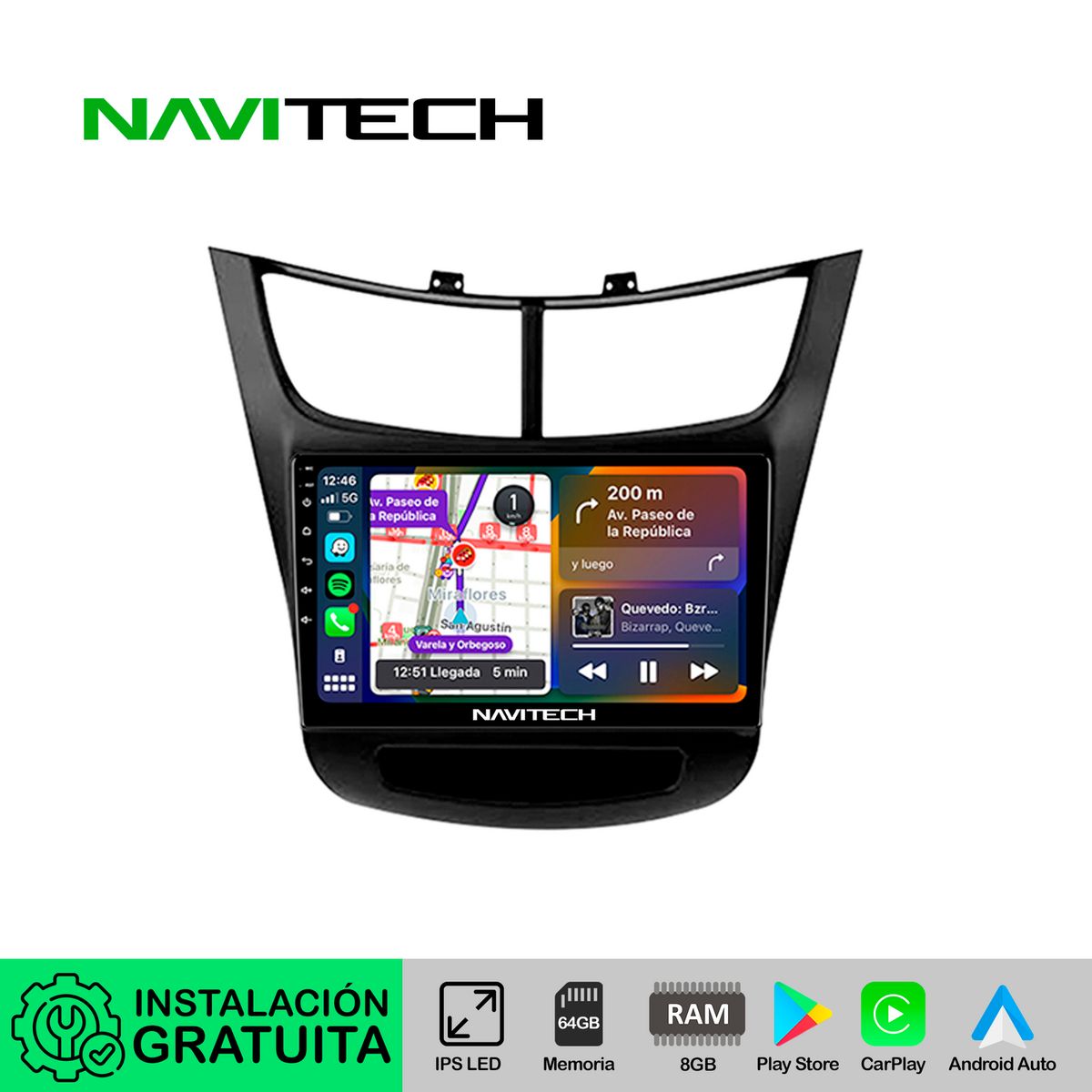 NAVITECH - Autoradio Navitech CarPlay & Android Auto Chevrolet Sail 2014 – 2020