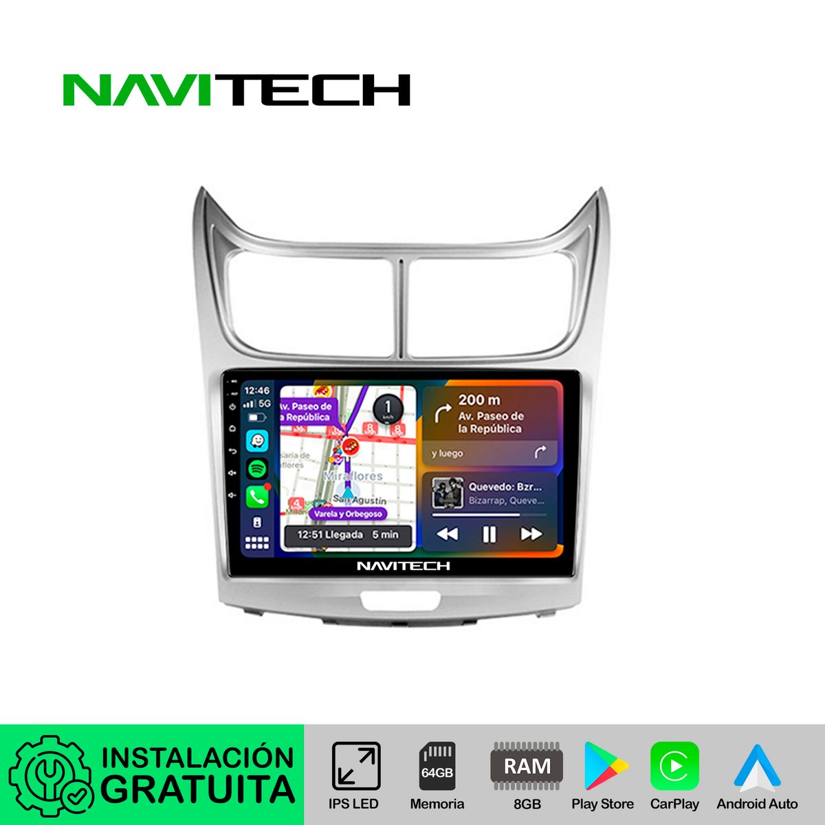 NAVITECH - Autoradio Navitech CarPlay & Android Auto Chevrolet Sail 2009 – 2013