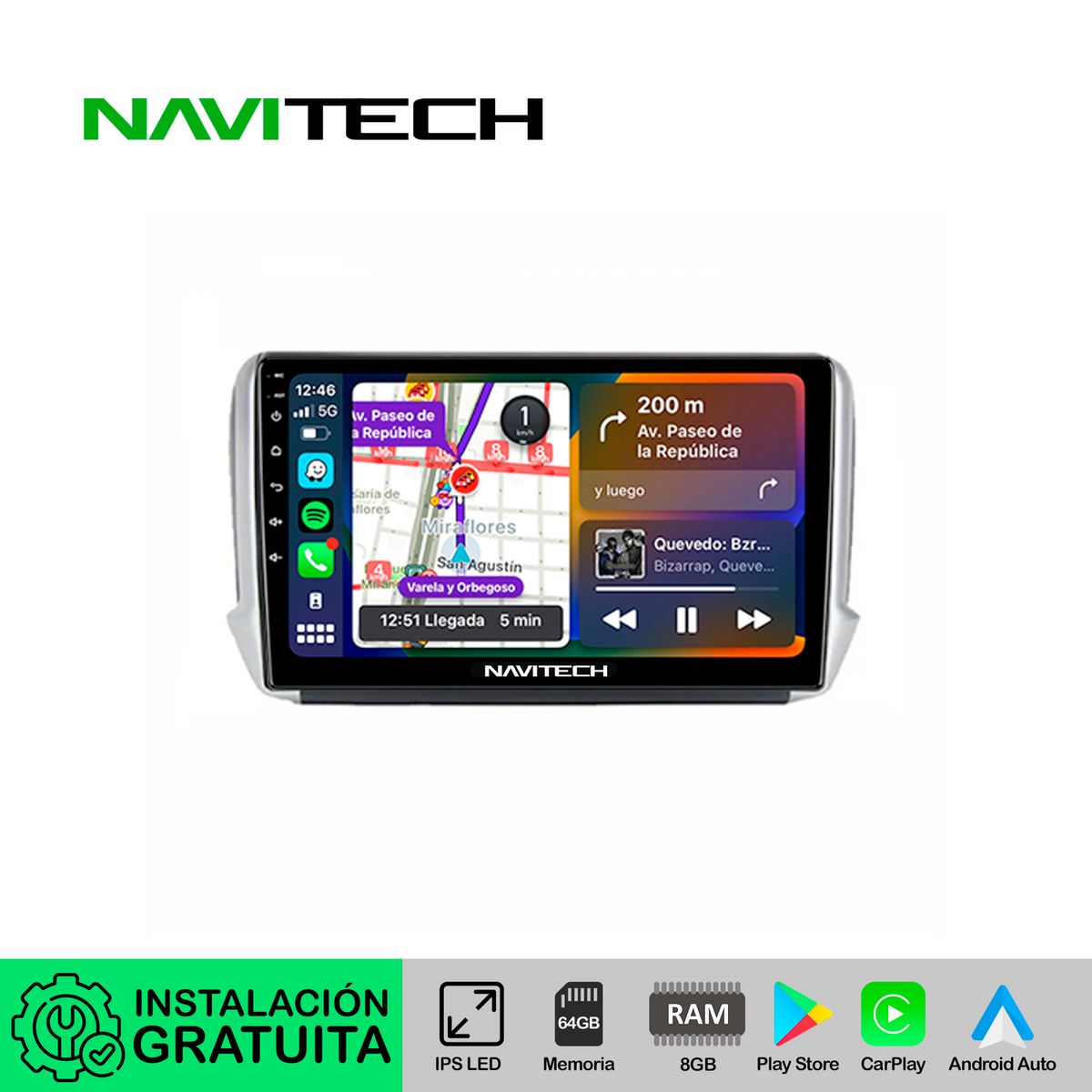 NAVITECH - Autoradio Navitech CarPlay & Android Auto Peugeot 2008 | 208 2014 – 2018