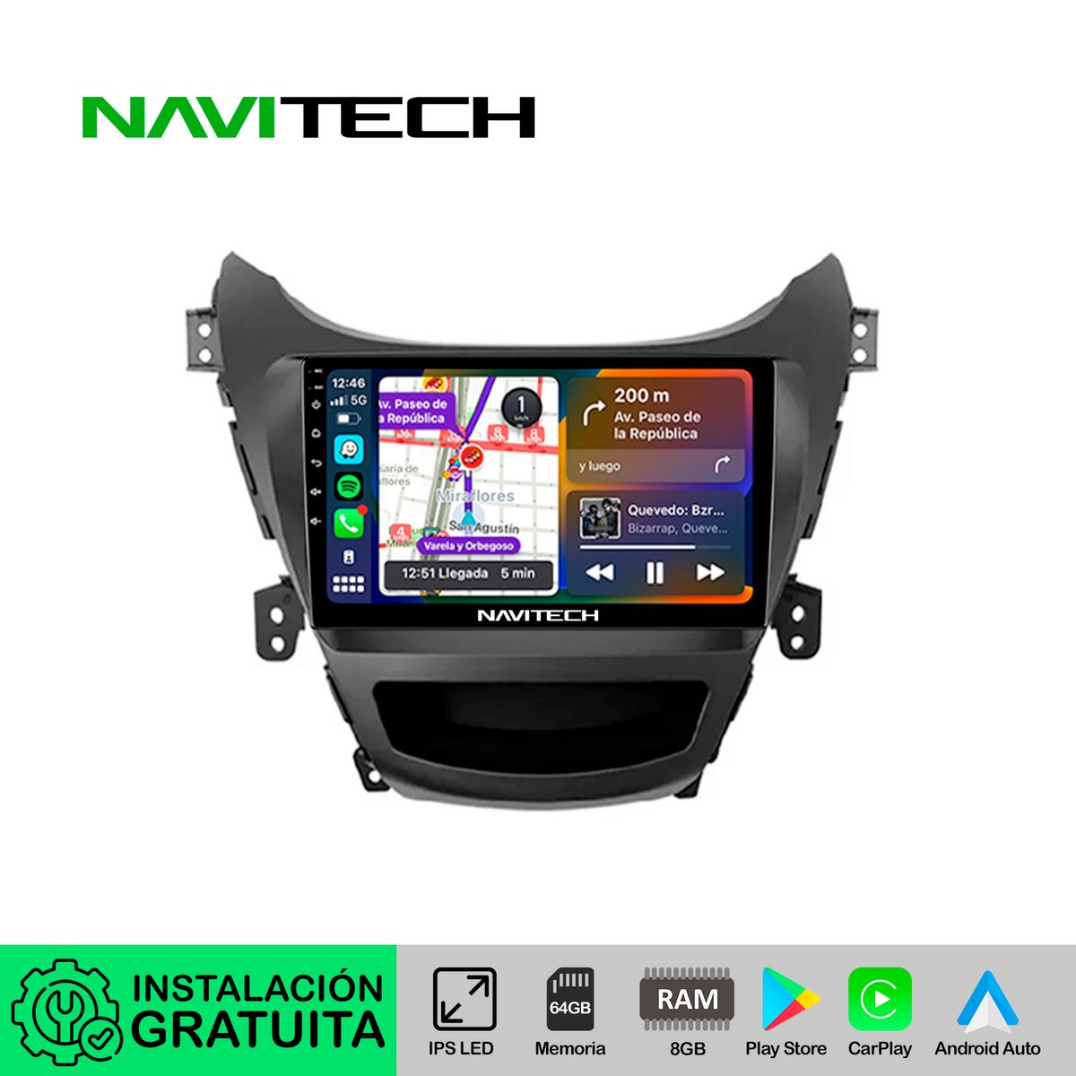 NAVITECH - Autoradio Navitech CarPlay & Android Auto Hyundai Elantra 2011 – 2013