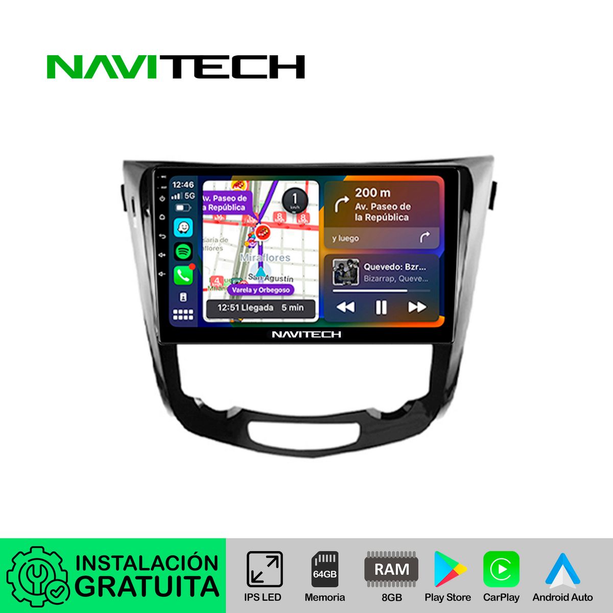 NAVITECH - Autoradio Navitech CarPlay & Android Auto Nissan Xtrail | Qashqai 2014 – 2022