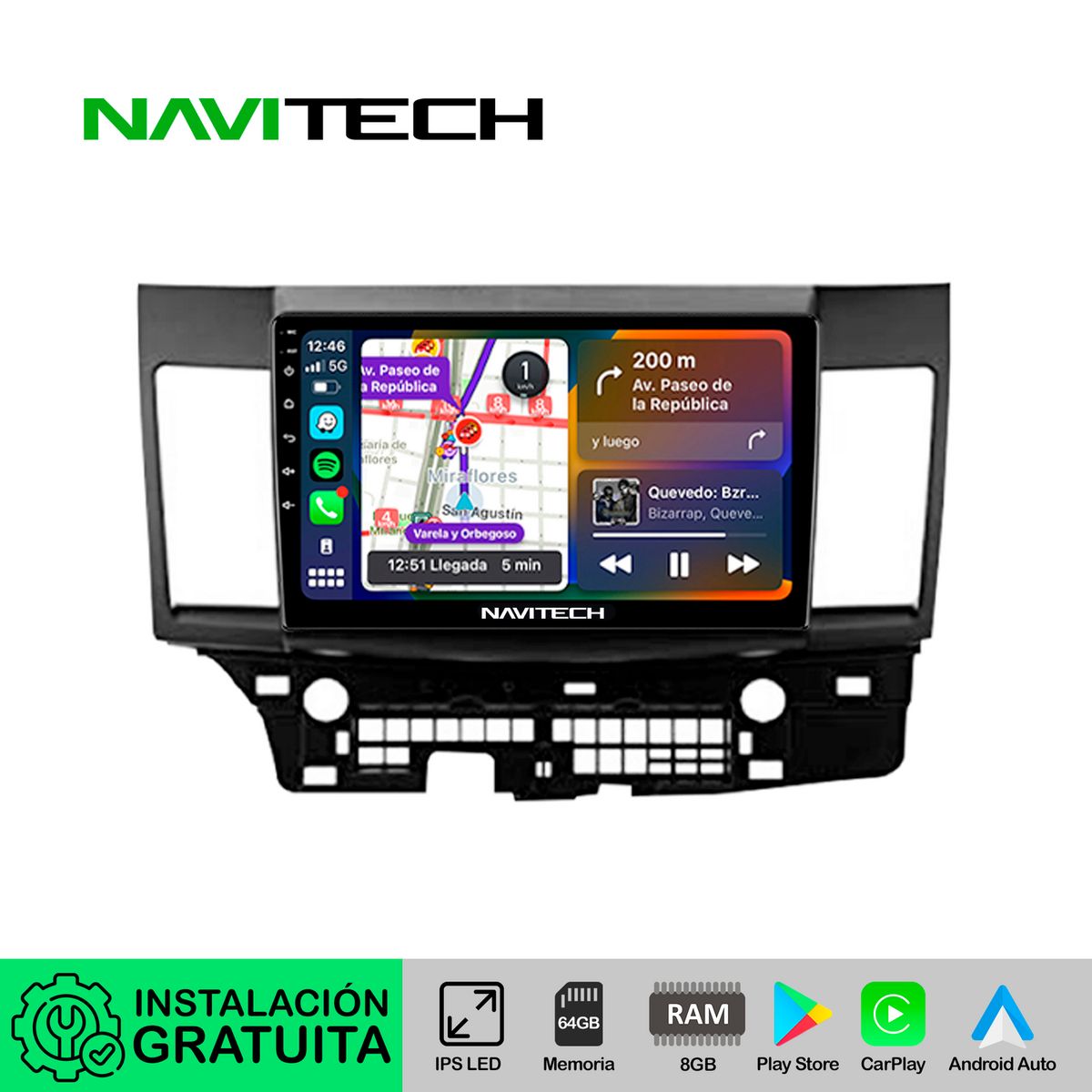 NAVITECH - Autoradio Navitech CarPlay & Android Auto Mitsubishi Lancer 2007 – 2018