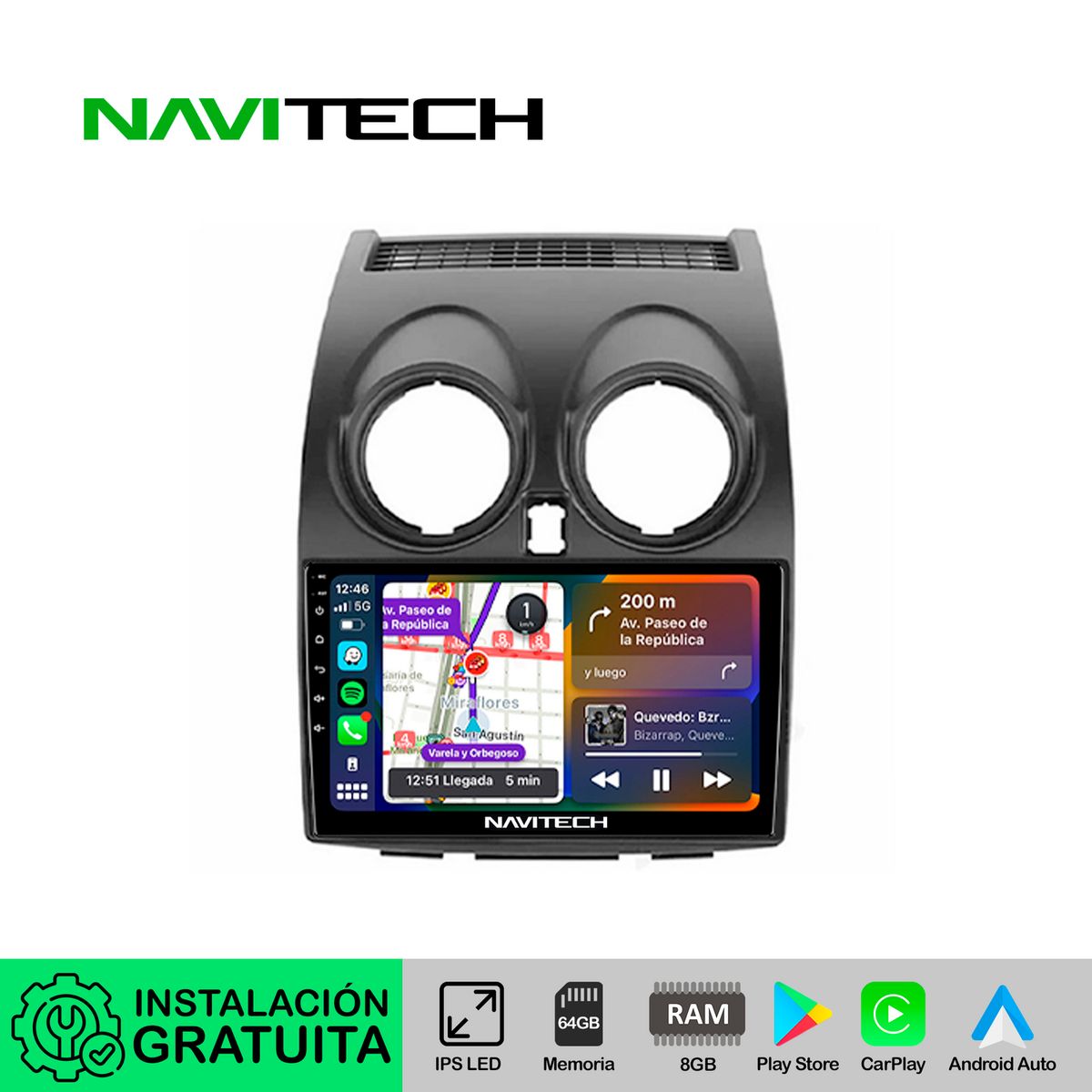 NAVITECH - Autoradio Navitech CarPlay & Android Auto Nissan Qashqai 2007 – 2013