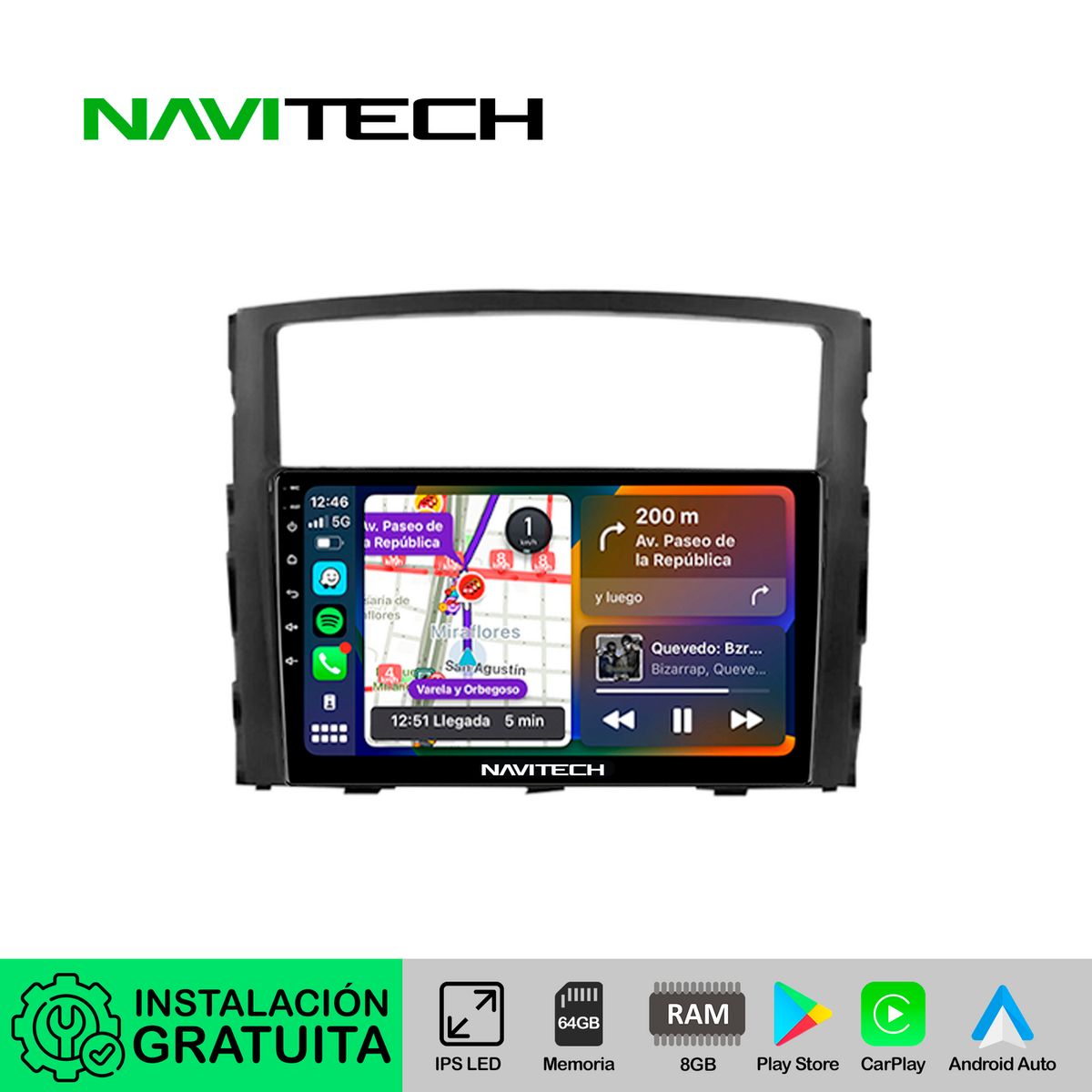 NAVITECH - Autoradio Navitech CarPlay & Android Auto Mitsubishi Montero Clasica 2006 – 2018