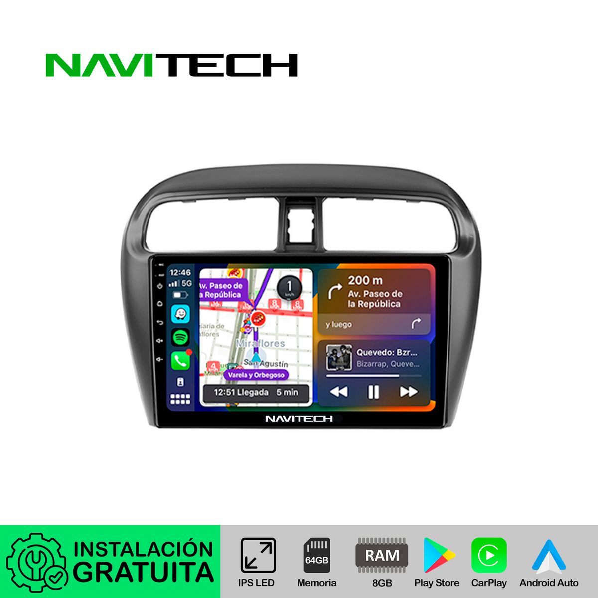 NAVITECH - Autoradio Navitech CarPlay & Android Auto Mitsubishi Mirage 2012 – 2020