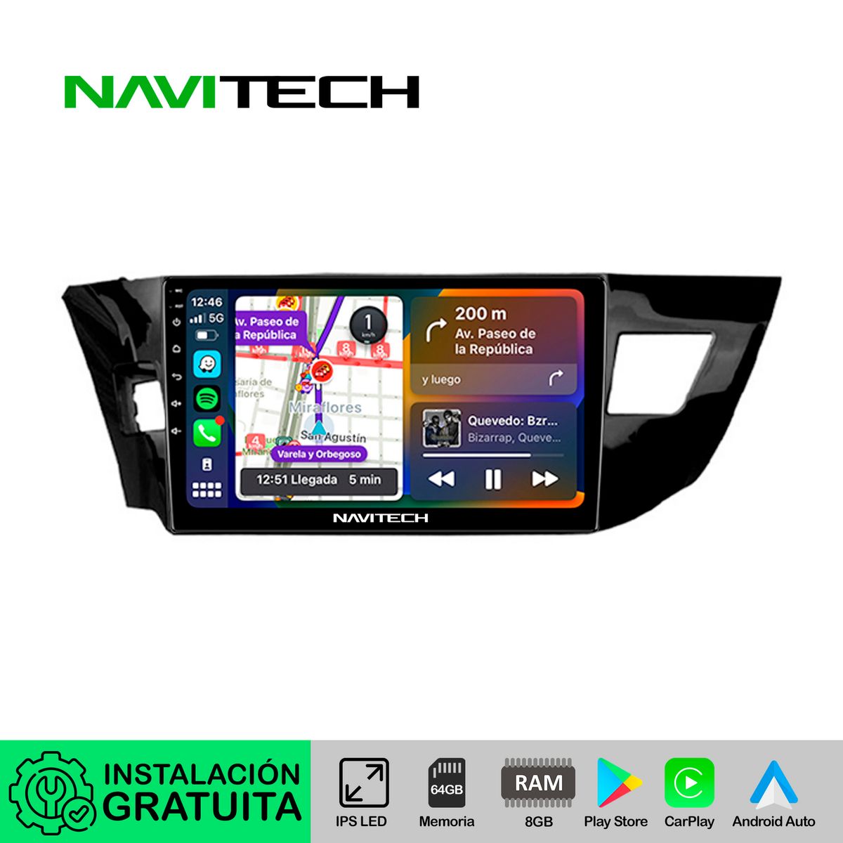 NAVITECH - Autoradio Carplay & Android Auto Toyota Corolla 2013 – 2016
