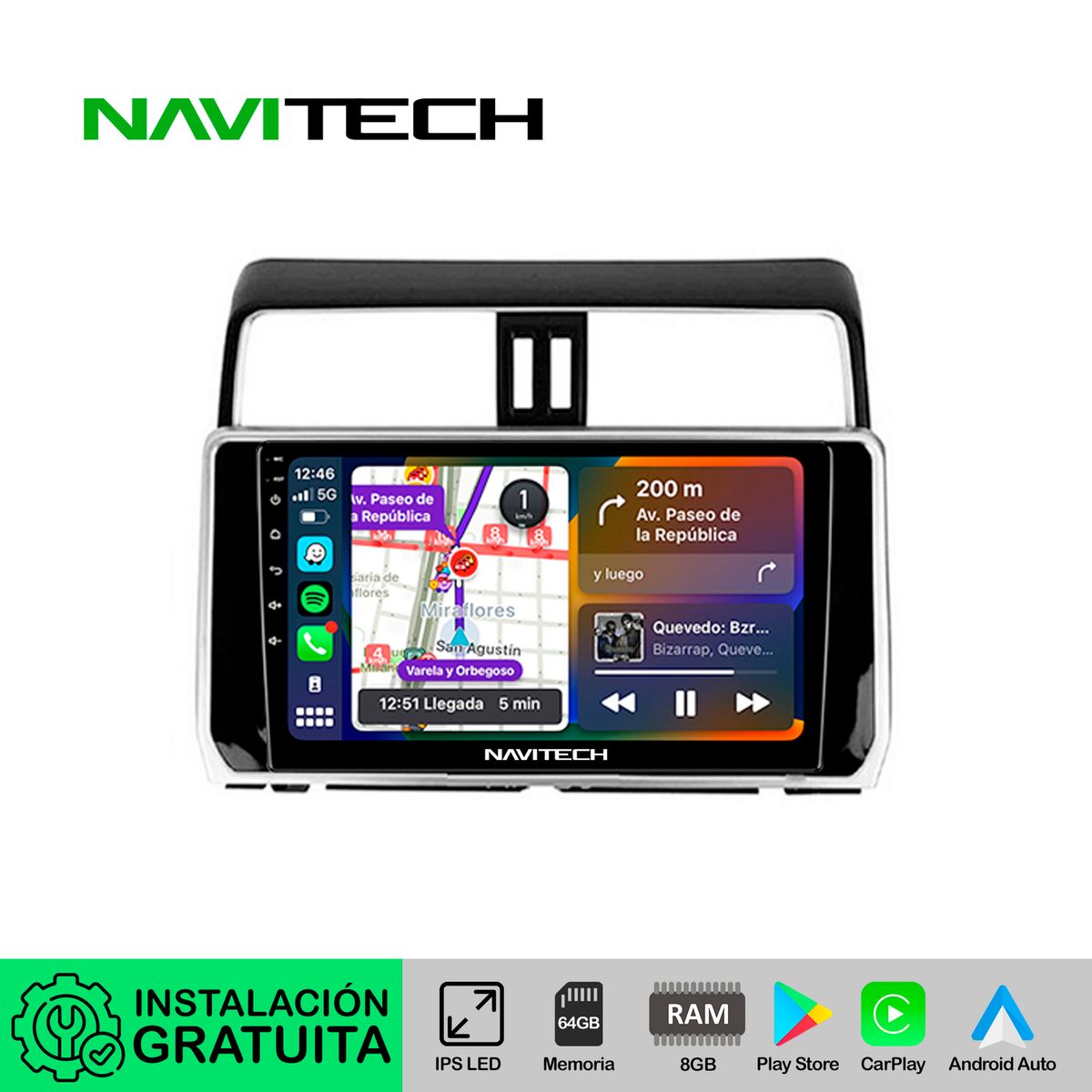 NAVITECH - Autoradio Navitech CarPlay & Android Auto Toyota Land Cruiser Prado 2019 – 2021