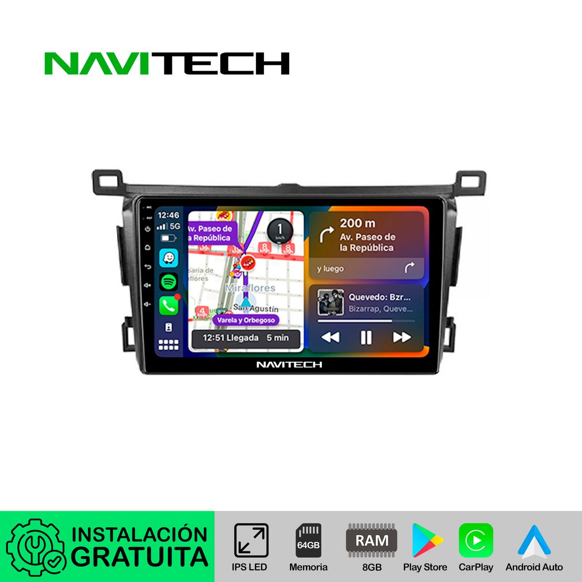 NAVITECH - Autoradio Carplay & Android Auto Toyota Rav4 2013 – 2018