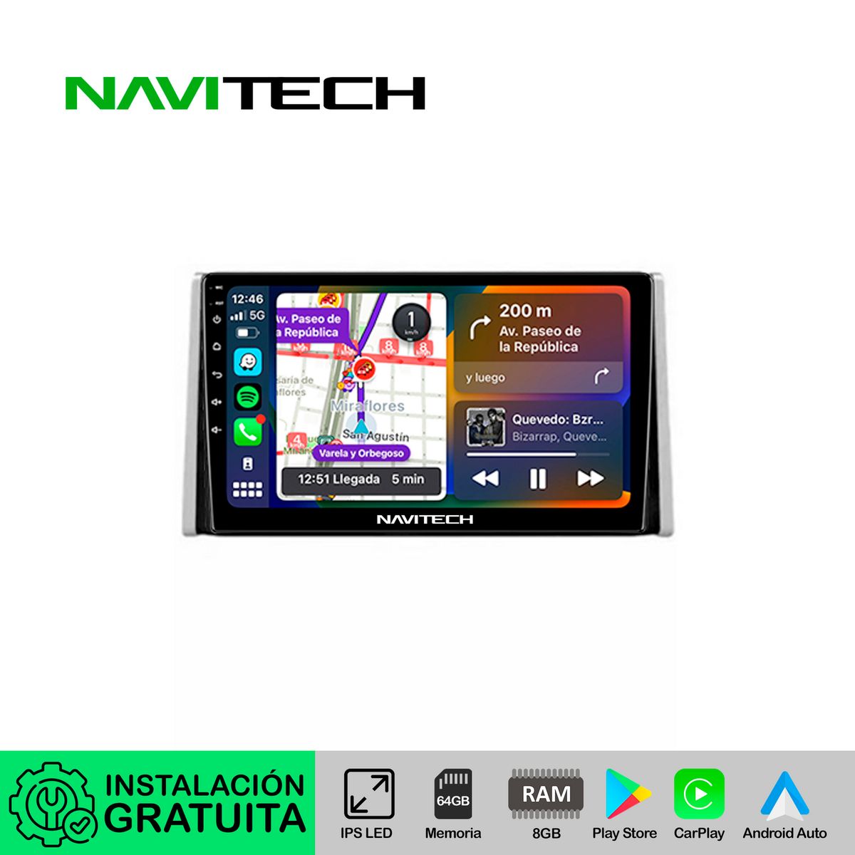 NAVITECH - Autoradio Carplay & Android Auto Toyota Rav4 2019 – 2023