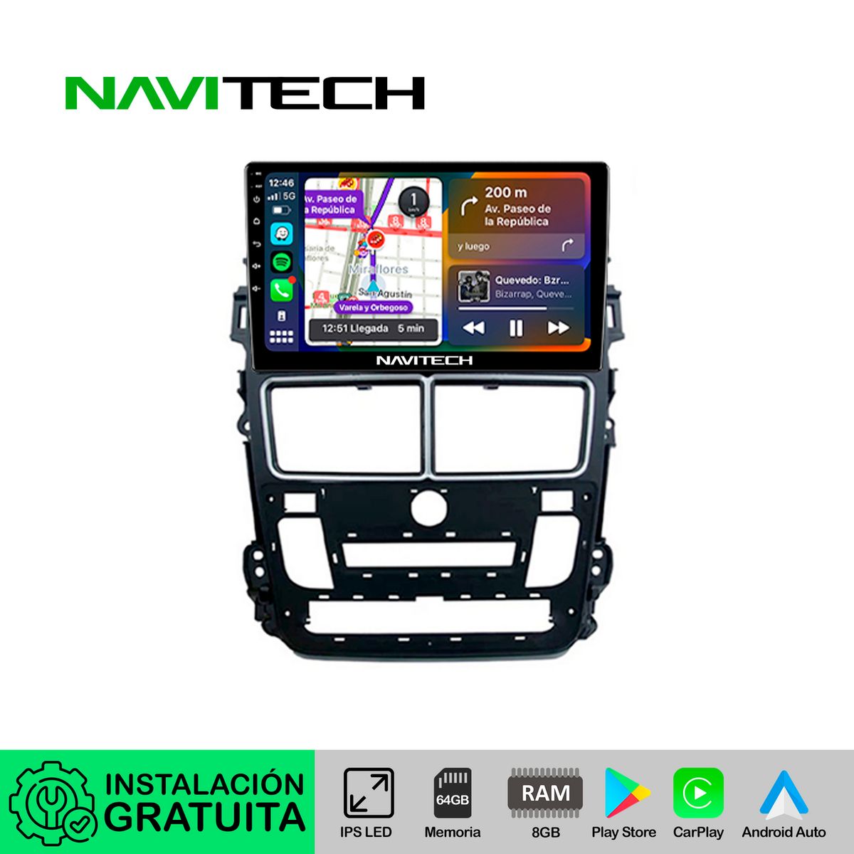 NAVITECH - Autoradio Carplay & Android Auto Toyota Yaris 2018 – 2020