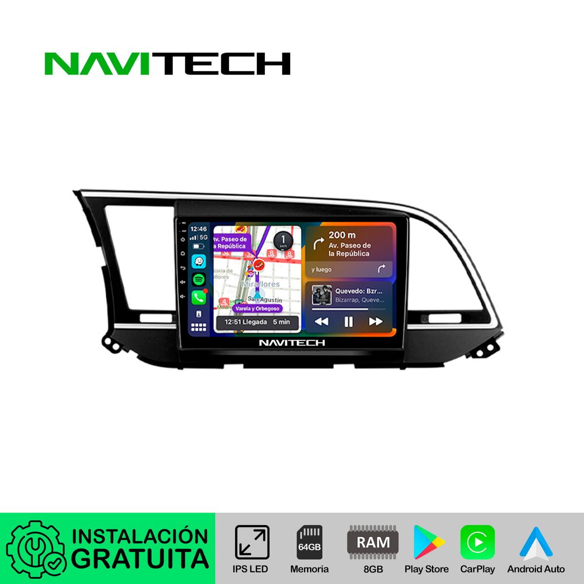 NAVITECH - Autoradio Navitech CarPlay & Android Auto Hyundai Elantra 2016 – 2018