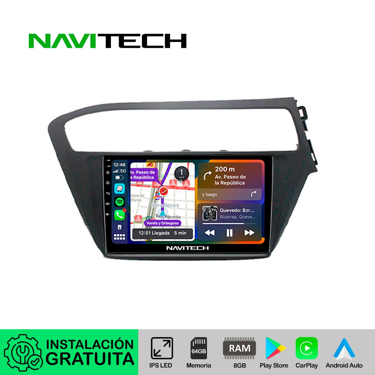NAVITECH - Autoradio Navitech CarPlay & Android Auto Hyundai i20 2018 – 2021