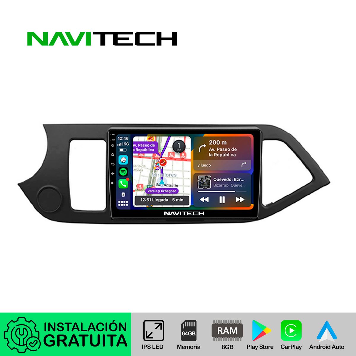 NAVITECH - Autoradio Navitech CarPlay & Android Auto Kia Picanto 2011 – 2016