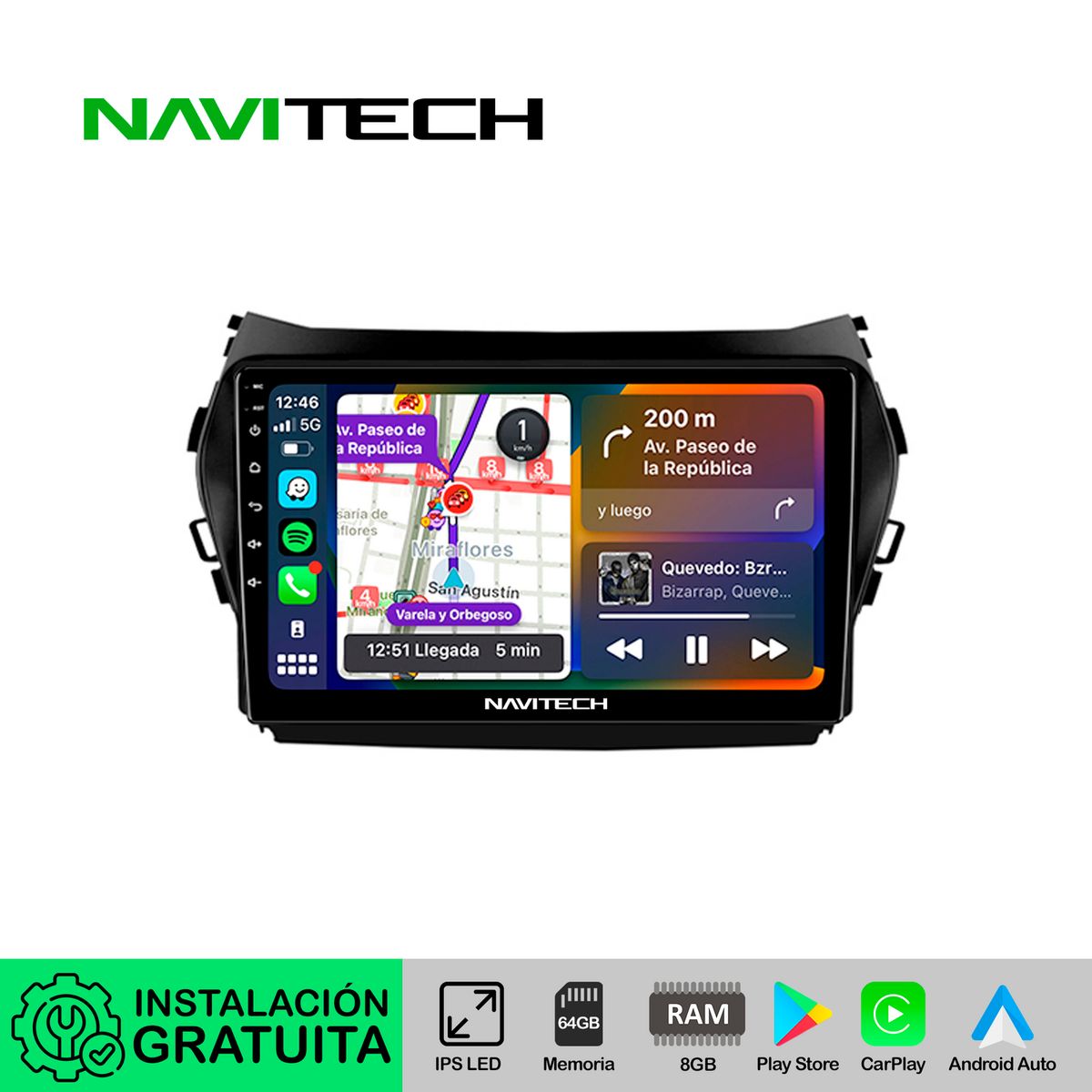 NAVITECH - Autoradio Navitech CarPlay & Android Auto Hyundai Santa Fe 2013 – 2018