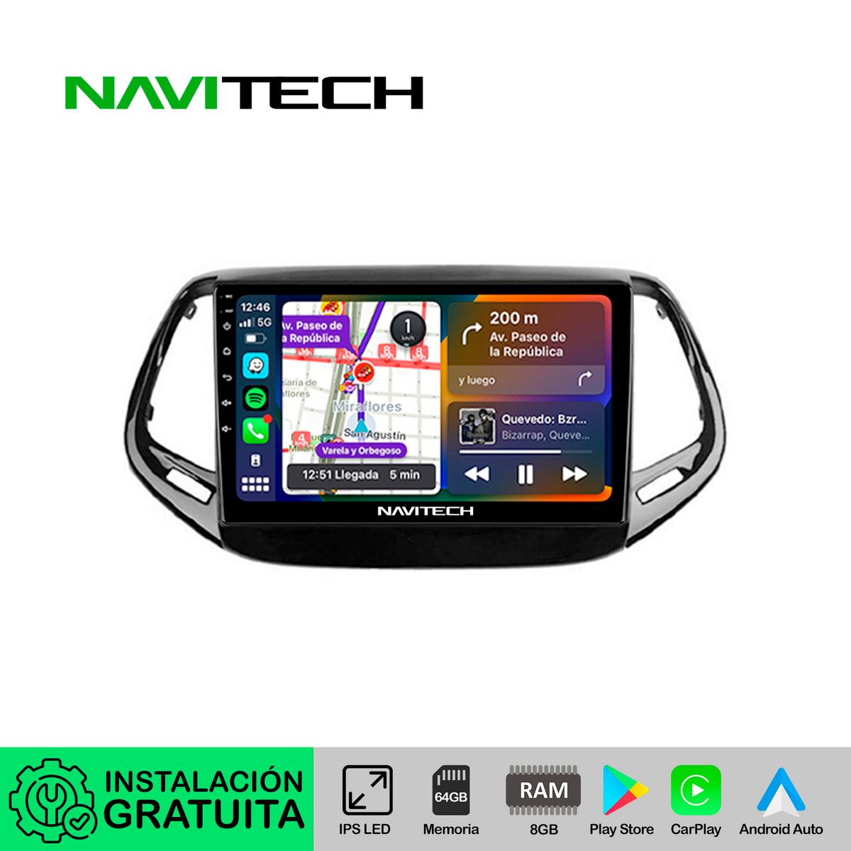 NAVITECH - Autoradio Navitech CarPlay & Android Auto Jeep Compass 2016 – 2020