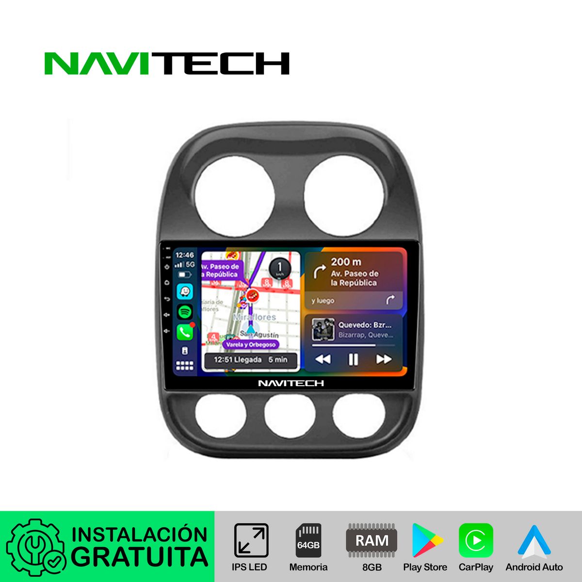 NAVITECH - Autoradio Navitech CarPlay & Android Auto Jeep Patriot – Compass 2007 – 2016