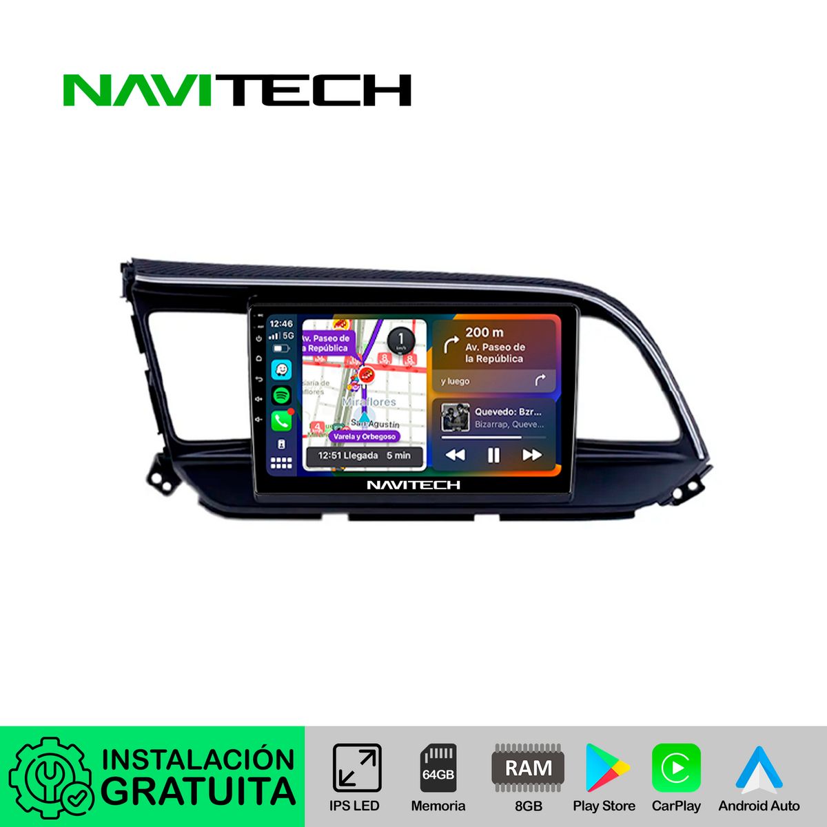 NAVITECH - Autoradio Navitech CarPlay & Android Auto Hyundai Elantra 2019 – 2020