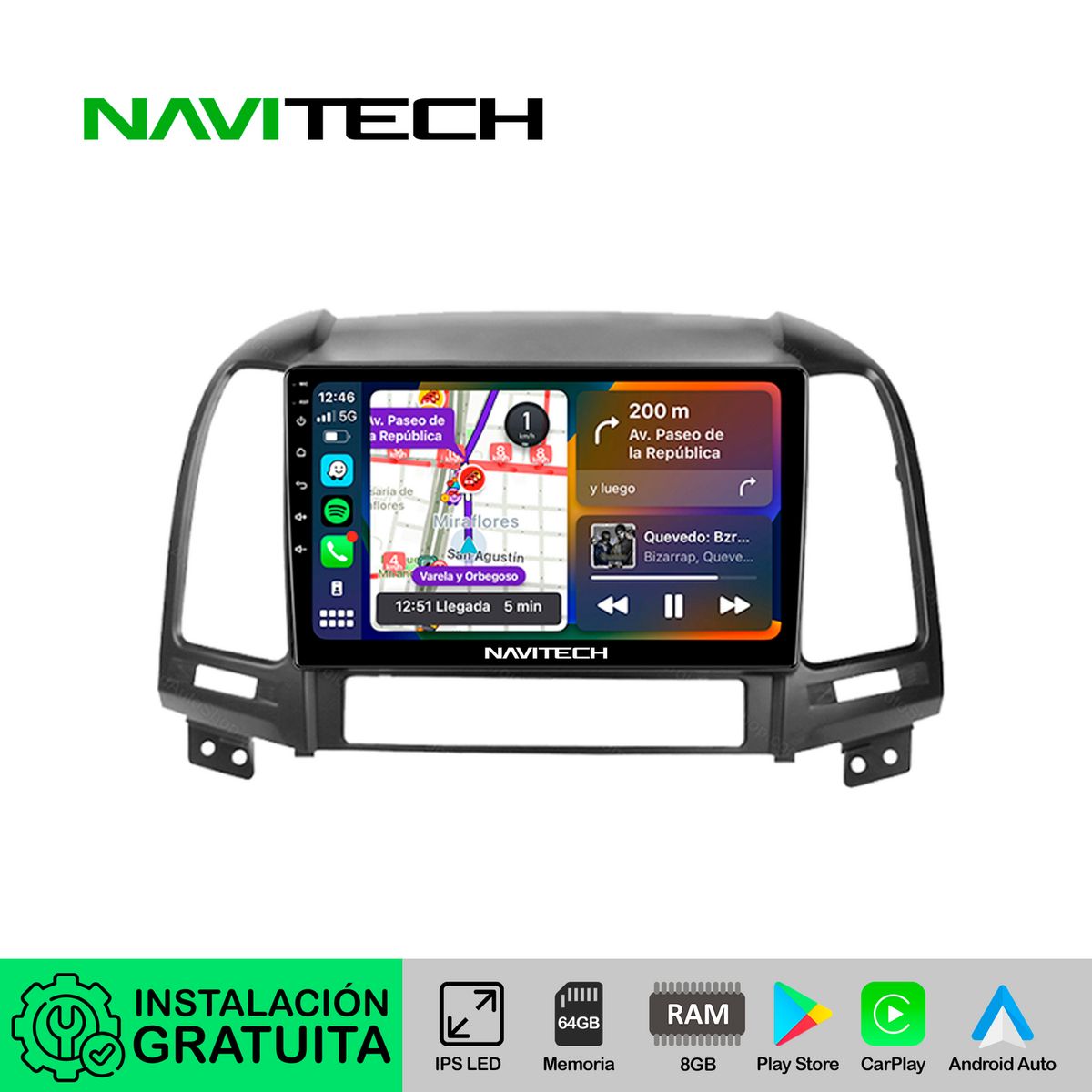 NAVITECH - Autoradio Navitech CarPlay & Android Auto Hyundai Santa Fe 2006 – 2012