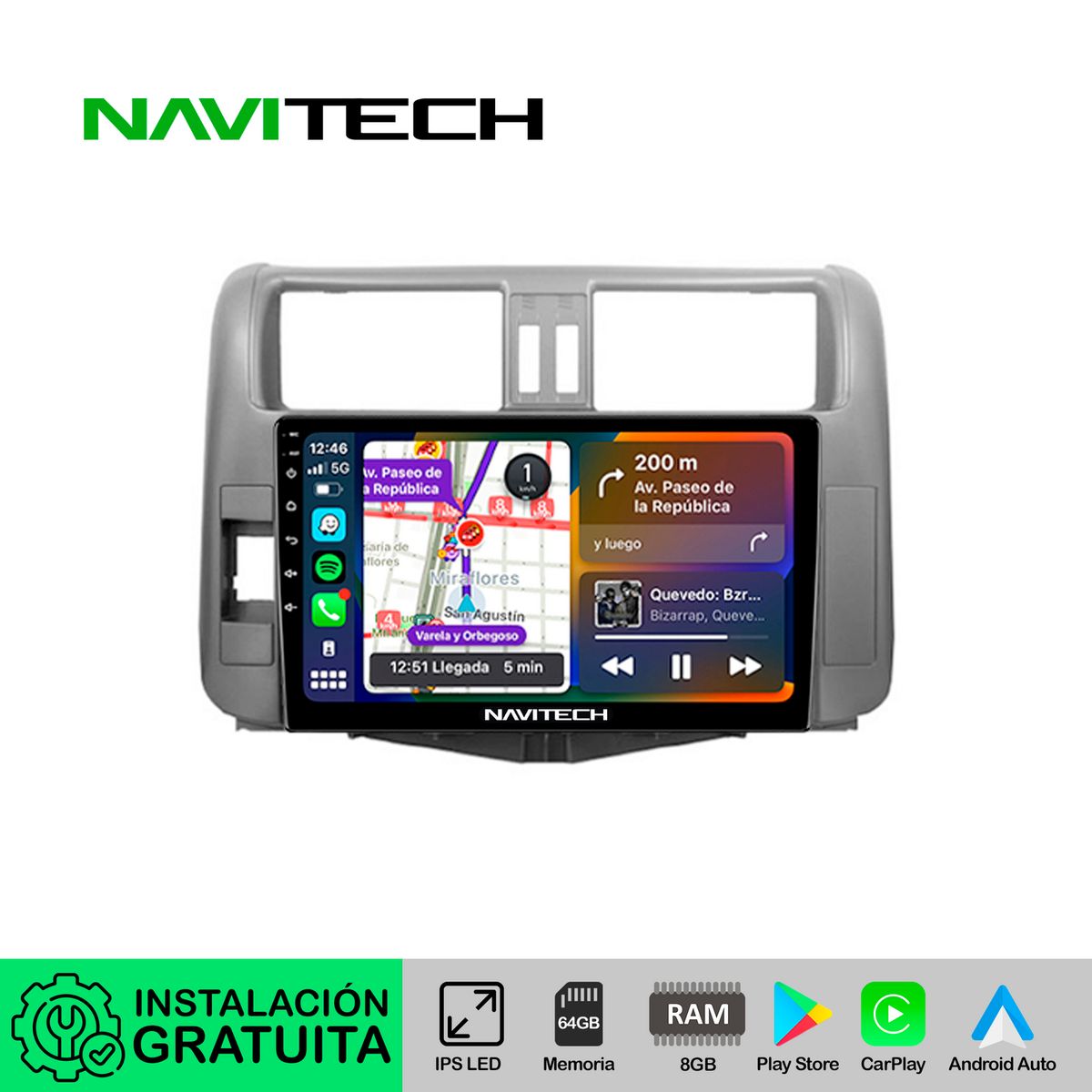 NAVITECH - Autoradio Navitech CarPlay & Android Auto Toyota Land Cruiser Prado 2010 – 2013