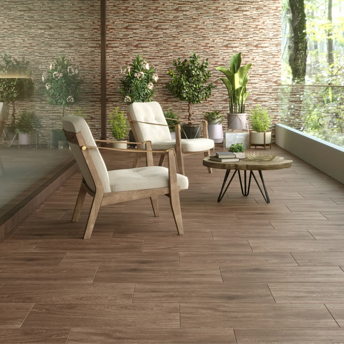 SAN LORENZO - Cerámica Café Maderado 20X61cm 1.86m2 Golden