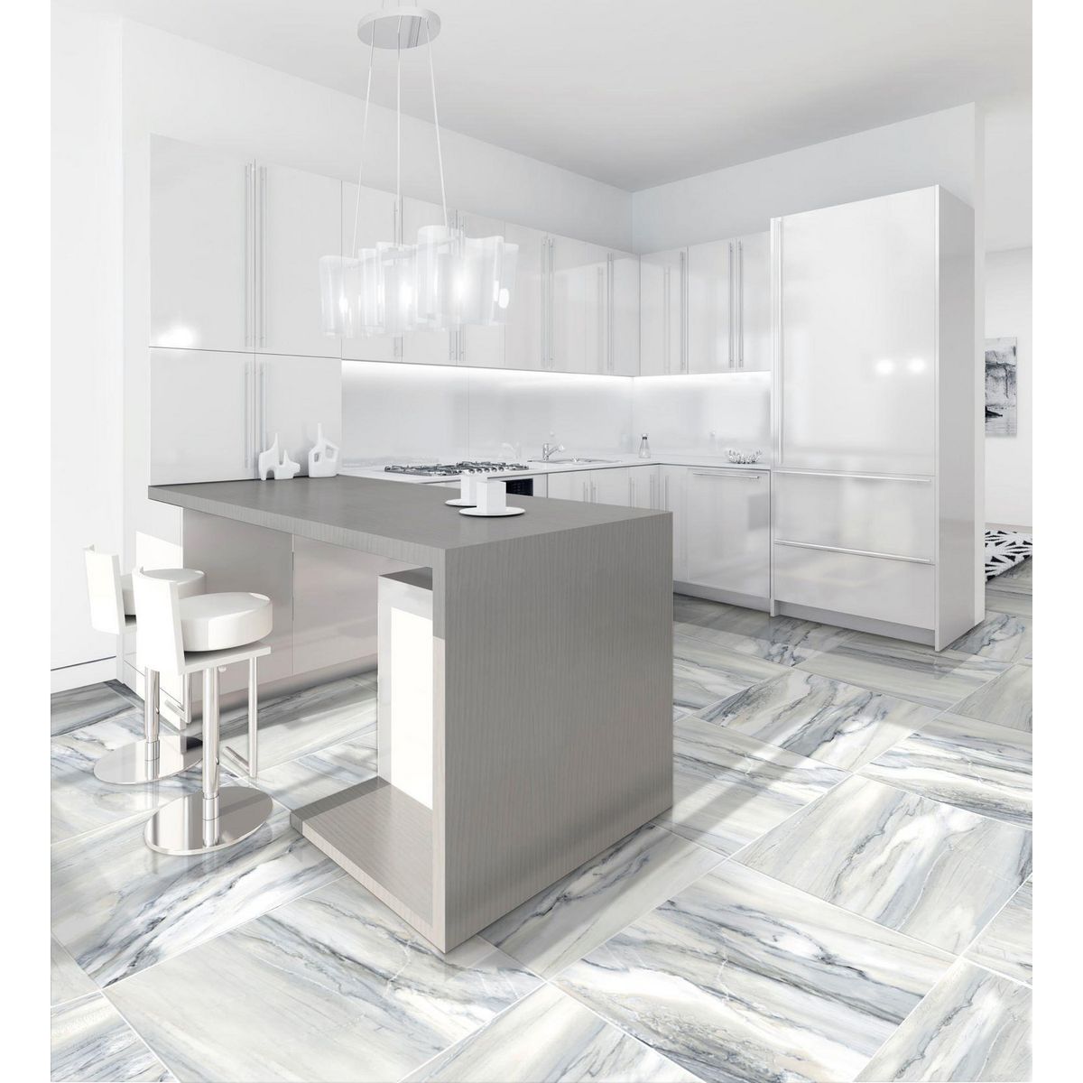 SAN LORENZO - Cerámica Gris Marmolizado 60X60cm 2.58m2 Vital Gris