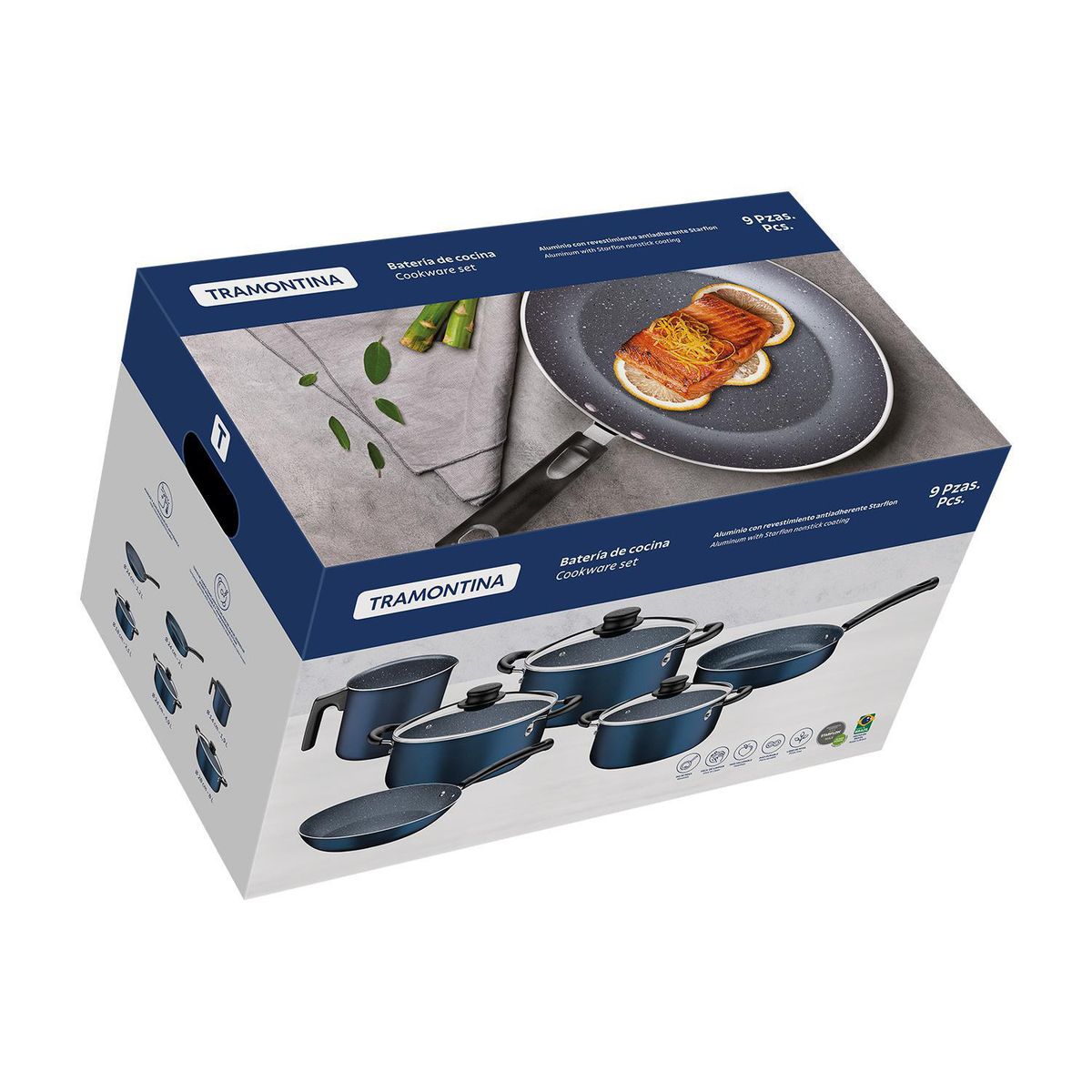 TRAMONTINA - Juego de Ollas Tramontina Max Azul 9 Piezas